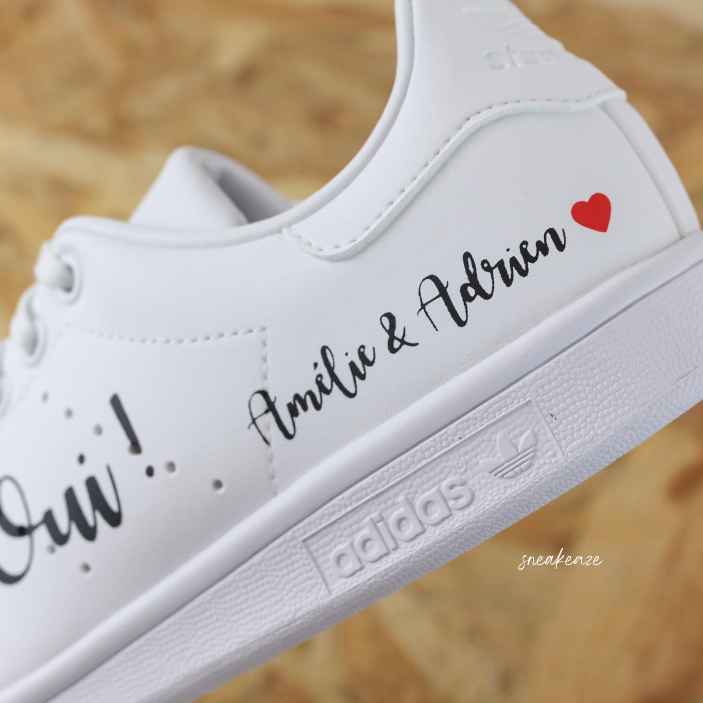 Baskets Adidas Stan smith custom - modèle mariage "Oui je le veux" - sneakeaze customs skz