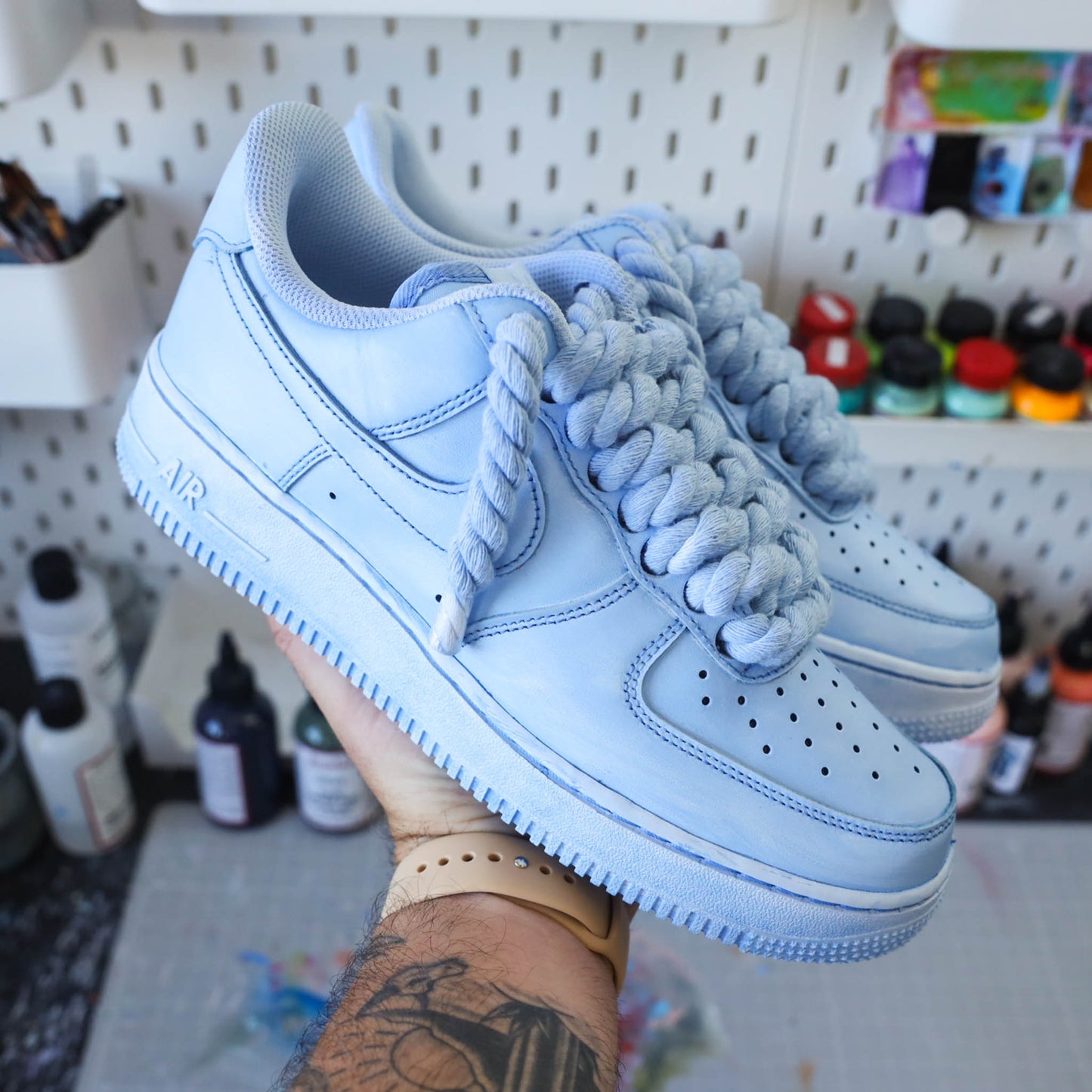 Lacets Corde Rope Laces - Nike Air Force 1 Custom gros lacets full unc blue | sneakeaze baskets personnalisées pour homme sneakers bleu