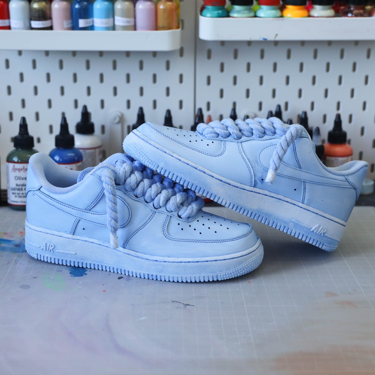 Lacets Corde Rope Laces - Nike Air Force 1 Custom gros lacets full unc blue | sneakeaze baskets personnalisées pour homme sneakers bleu
