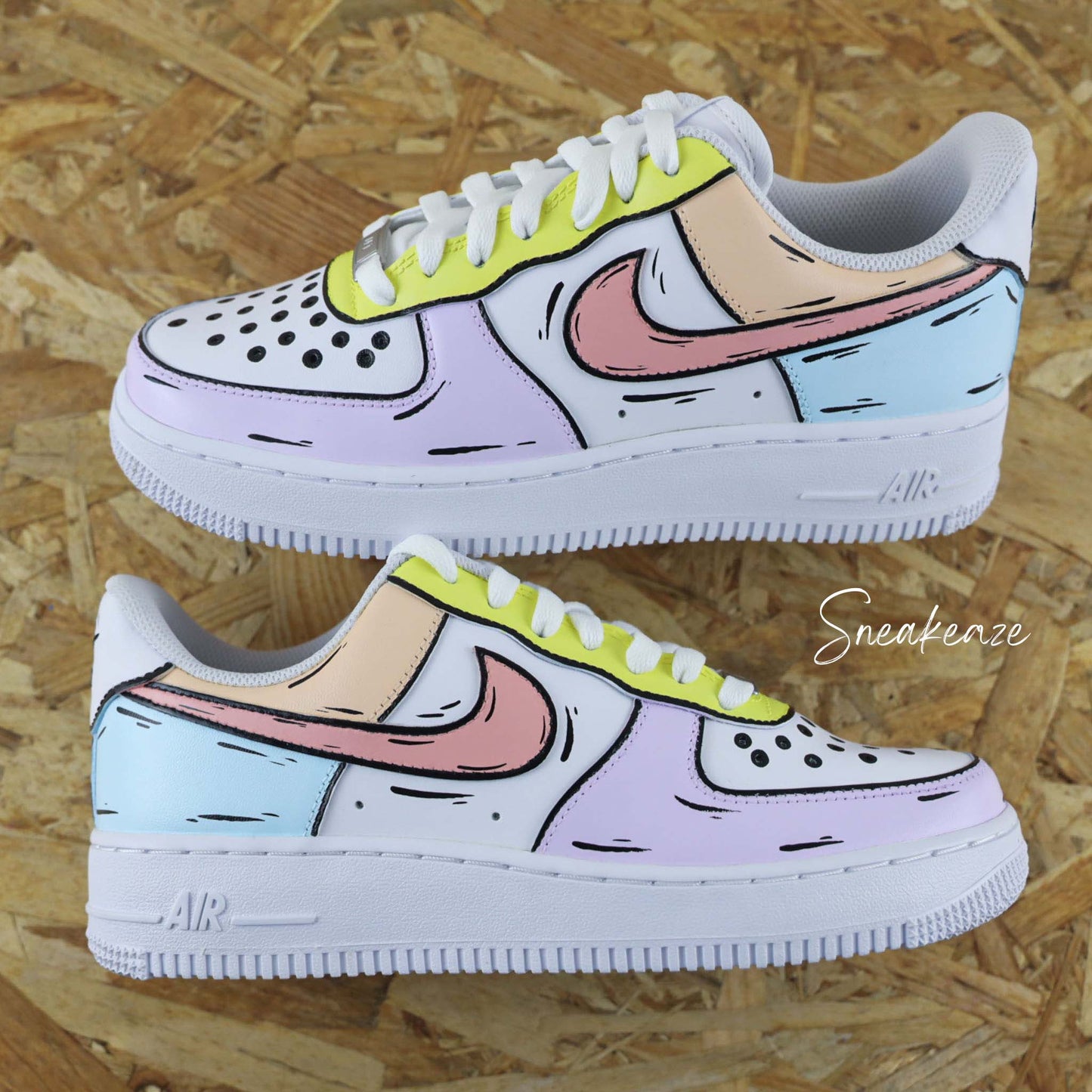 nike air force 1 cutom sketch couleur pastel cartoon art dessin sneakers af1