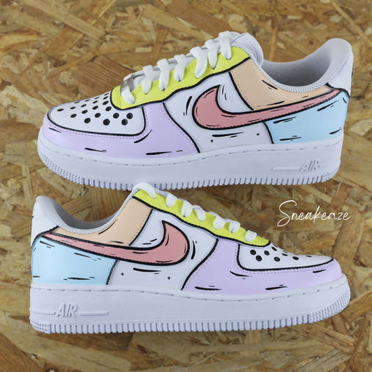 nike air force 1 cutom sketch couleur  pastel cartoon art dessin sneakers af1