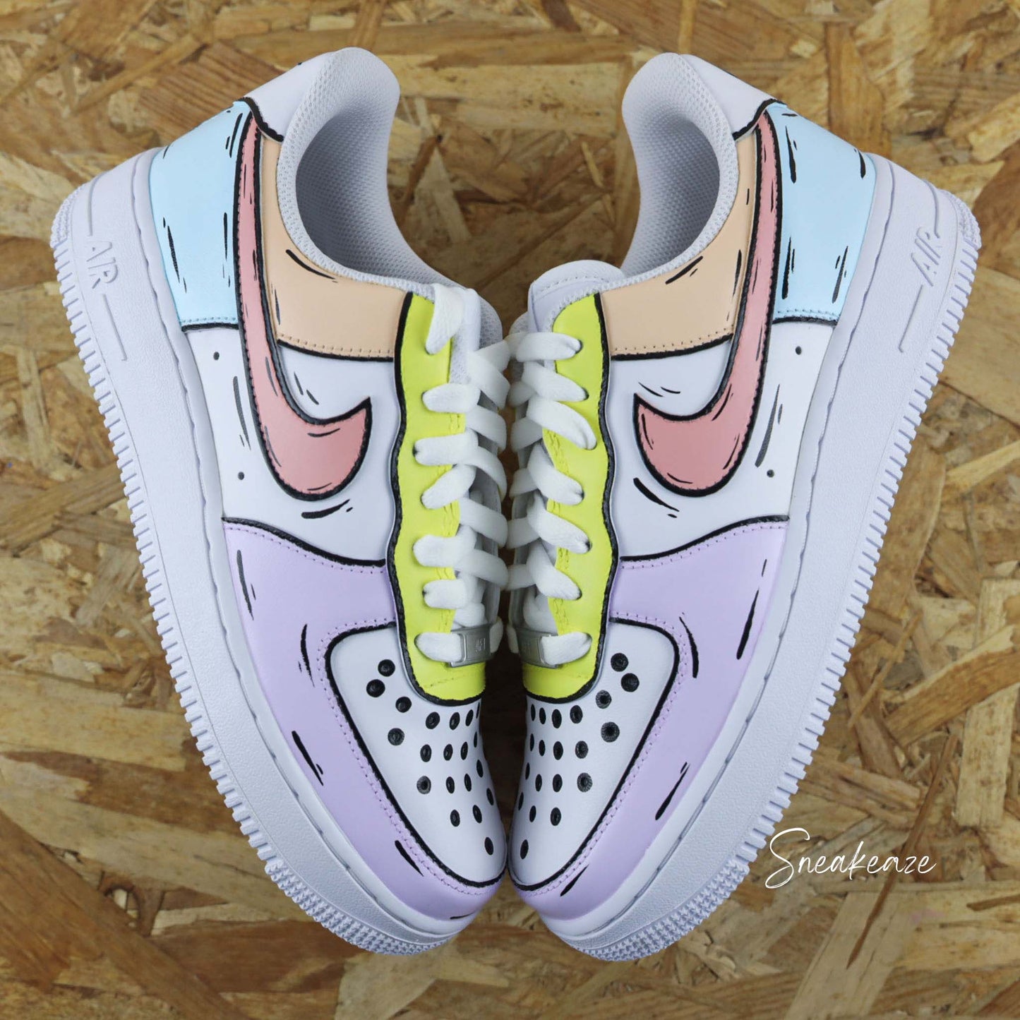 nike air force 1 cutom sketch couleur pastel cartoon art dessin sneakers af1