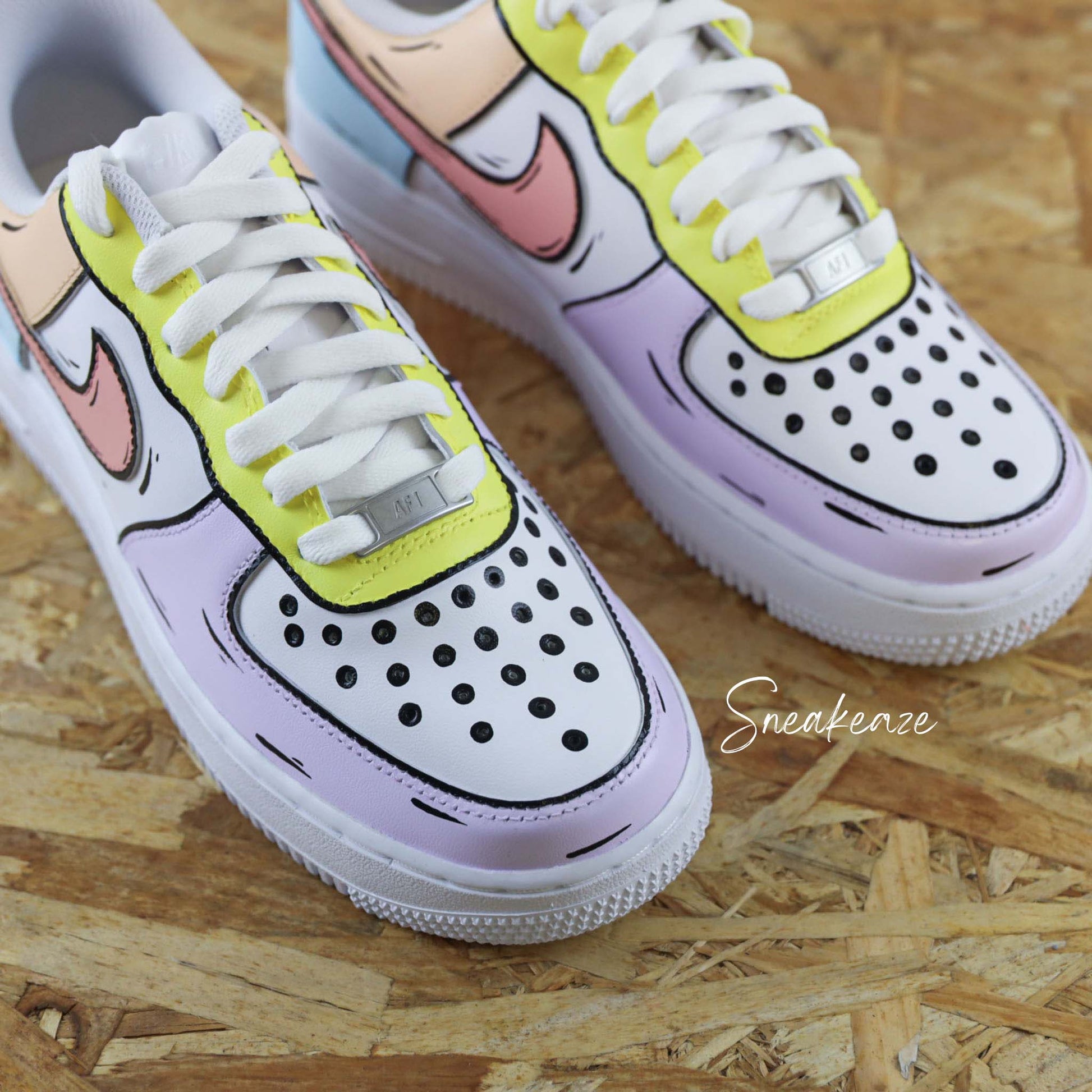 nike air force 1 cutom sketch couleur  pastel cartoon art dessin sneakers af1