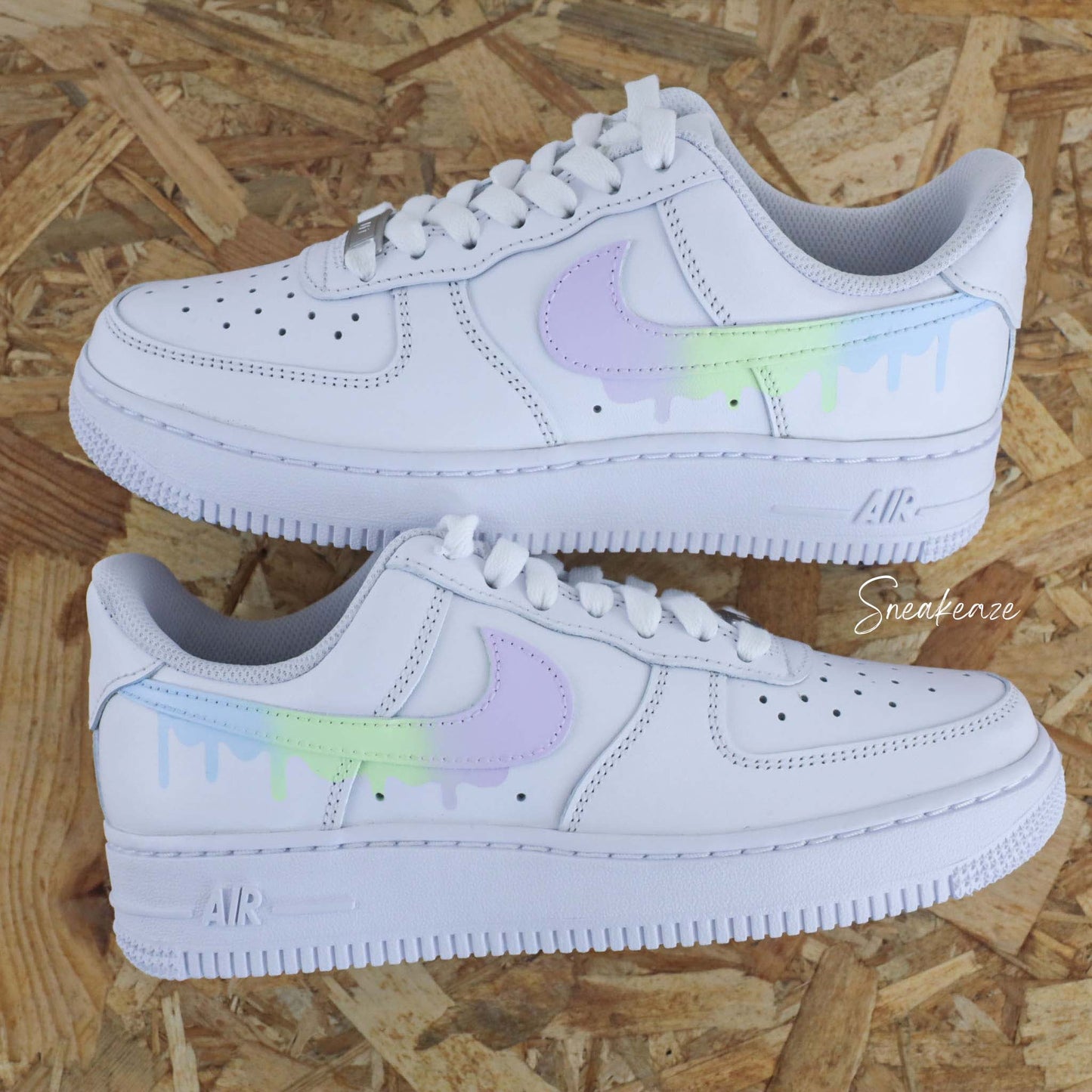 Drip Dégradé couleur pastel - Air Force 1 custom chaussures personnalisées sur-mesure - SNEAKEAZE CUSTOMS