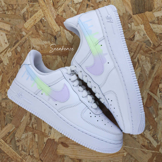 Drip Dégradé couleur pastel - Air Force 1 custom chaussures personnalisées sur-mesure - SNEAKEAZE CUSTOMS
