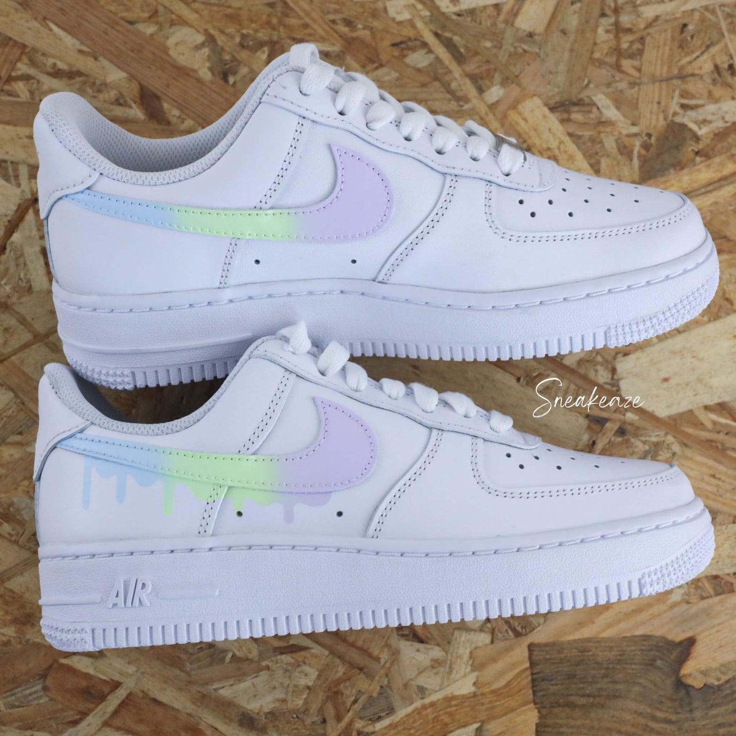 Drip Dégradé couleur pastel - Air Force 1 custom chaussures personnalisées sur-mesure - SNEAKEAZE CUSTOMS