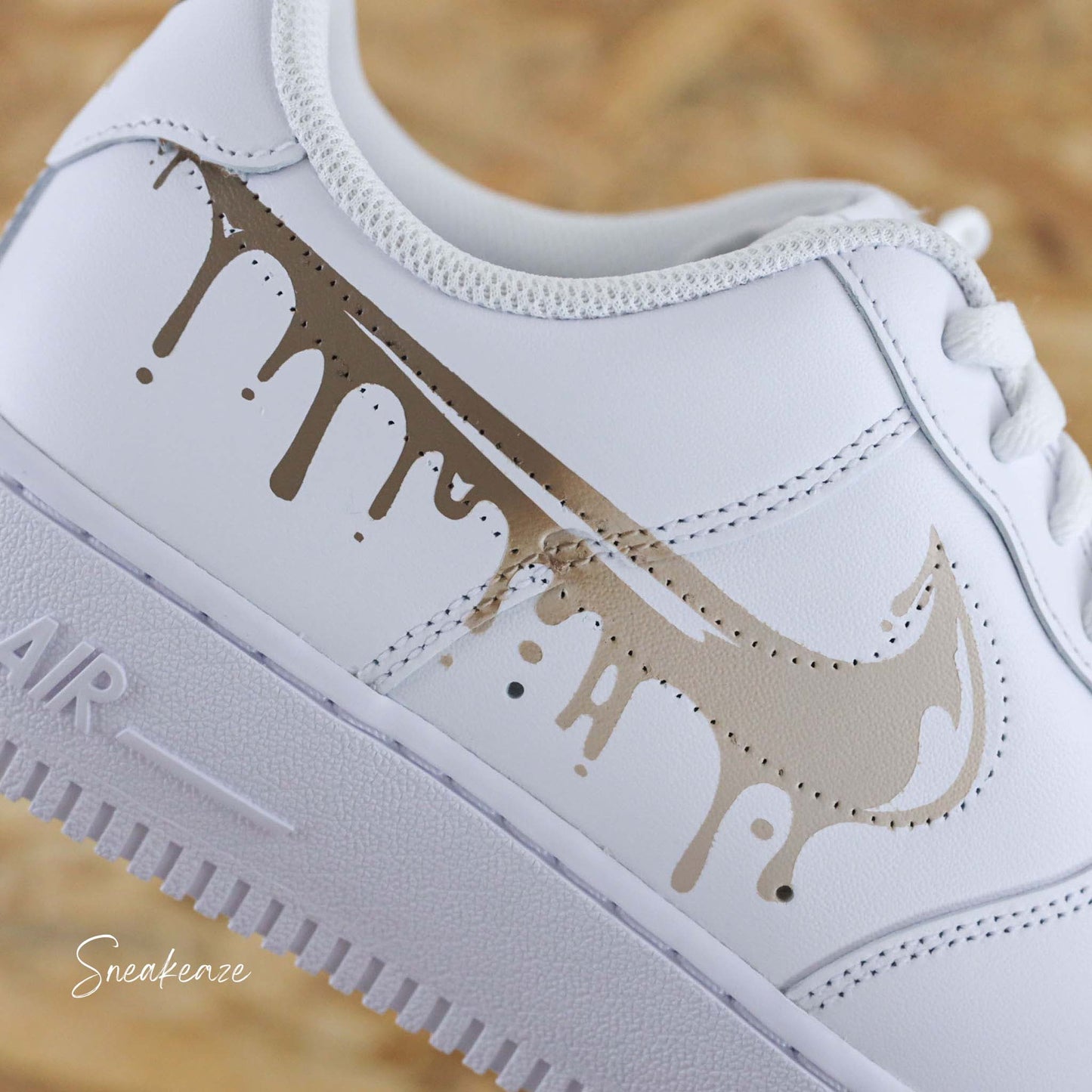 nike air force 1 custom drip dégradé beige et marron pastel sneakeaze customs sneakers personnalisées
