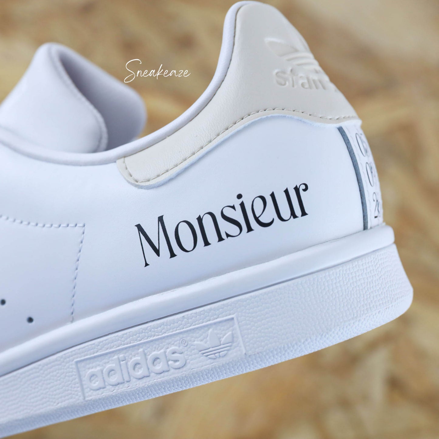 baskets Adidas stan smith mariage personnalisées - wedding day personnalisation prénoms des futurs mariés et initiales sur le thème de l'amour - sneakeaze customs skz