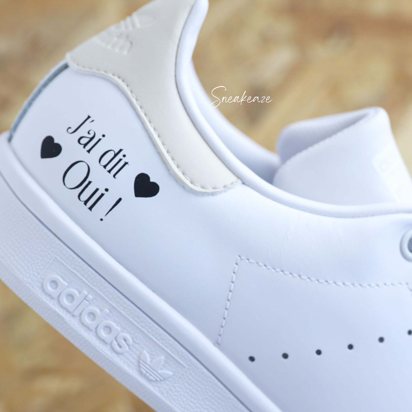 baskets Adidas stan smith mariage personnalisées - wedding day personnalisation prénoms des futurs mariés et initiales sur le thème de l'amour - sneakeaze customs skz