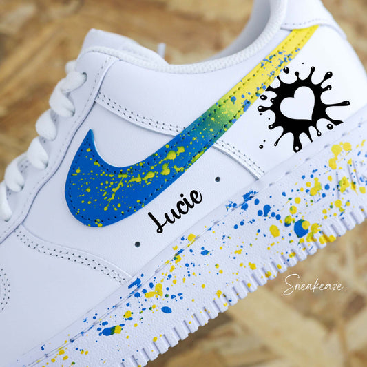 Coeur & prénom splash - Air force 1 custom sneakeaze custom