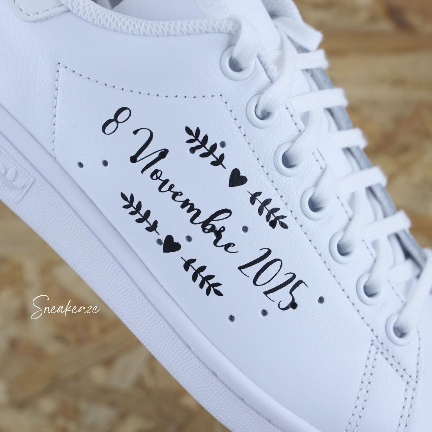 baskets Adidas stan smith custom mariage mr & mrs wedding sneakeaze customs skz