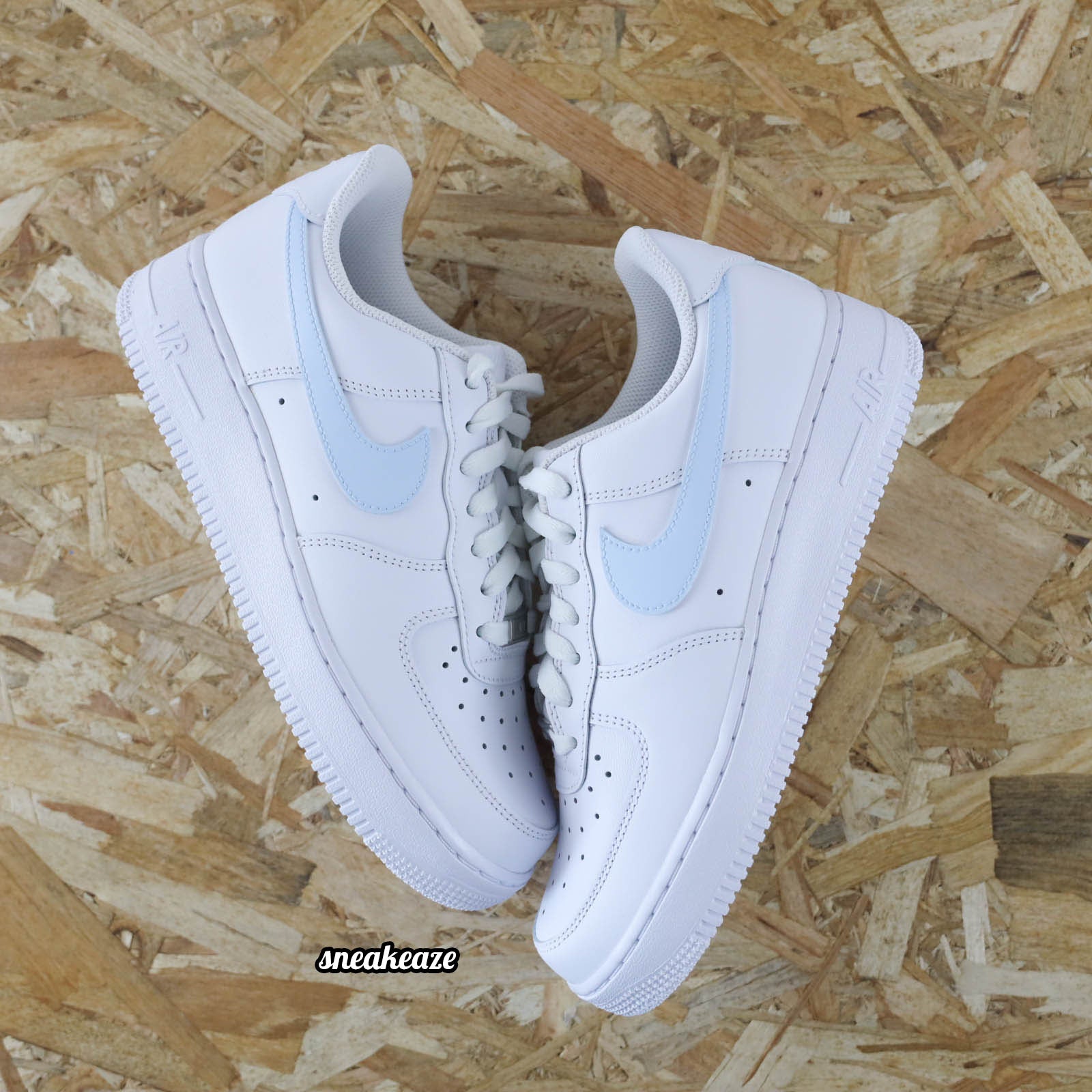 Pastel Swoosh baby blue - Air Force 1 custom - SNEAKEAZE CUSTOMS