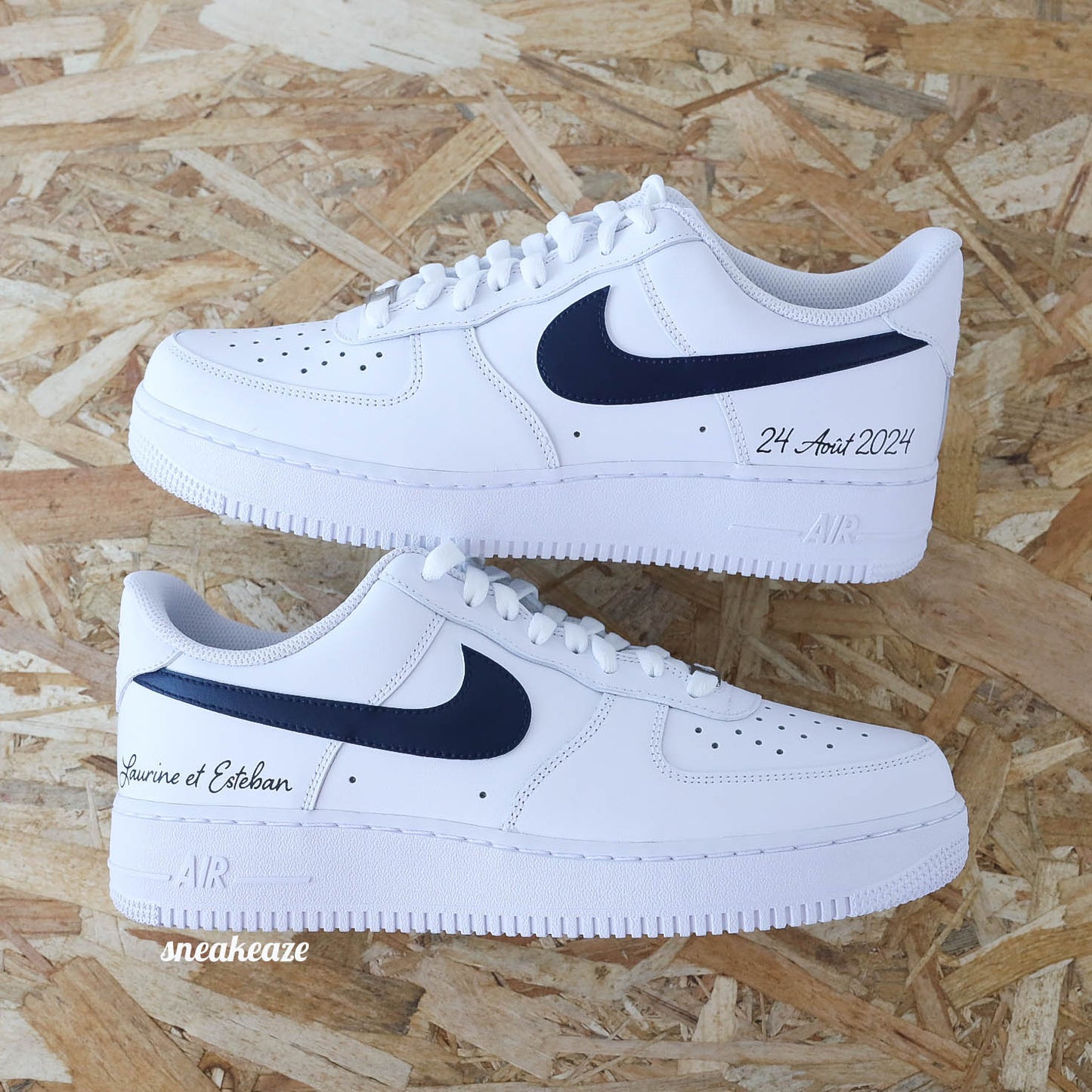 Baskets nike air force 1 customs wedding inscription mariage pastel swoosh - sneakeaze customs skz
