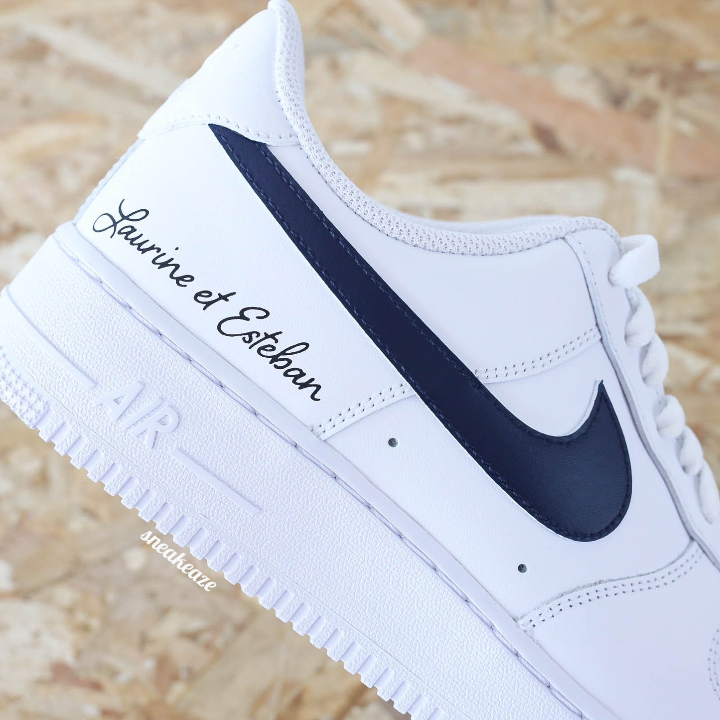Baskets nike air force 1 customs wedding inscription mariage pastel swoosh - sneakeaze customs skz
