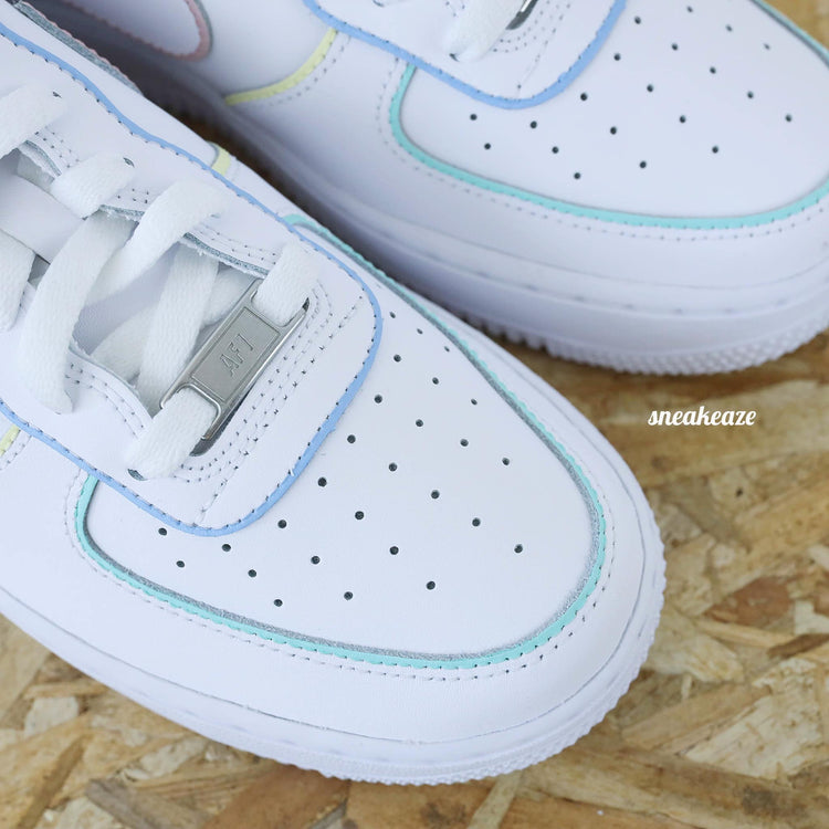 baskets nike air force 1 custom outline couleur pastel - sneakeaze custom skz