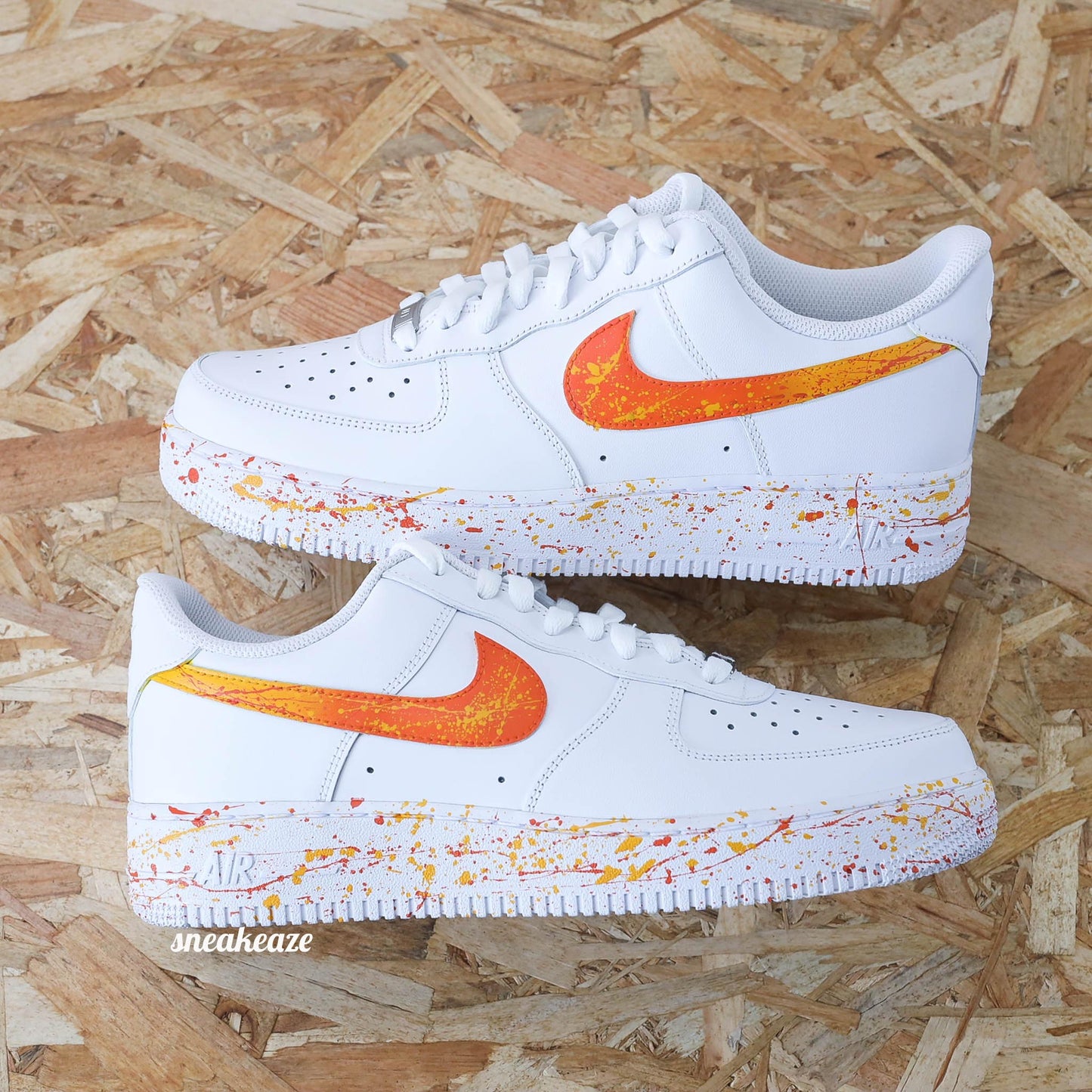 baskets nike air force 1 custom splash orange sneakers af1 sneakeaze