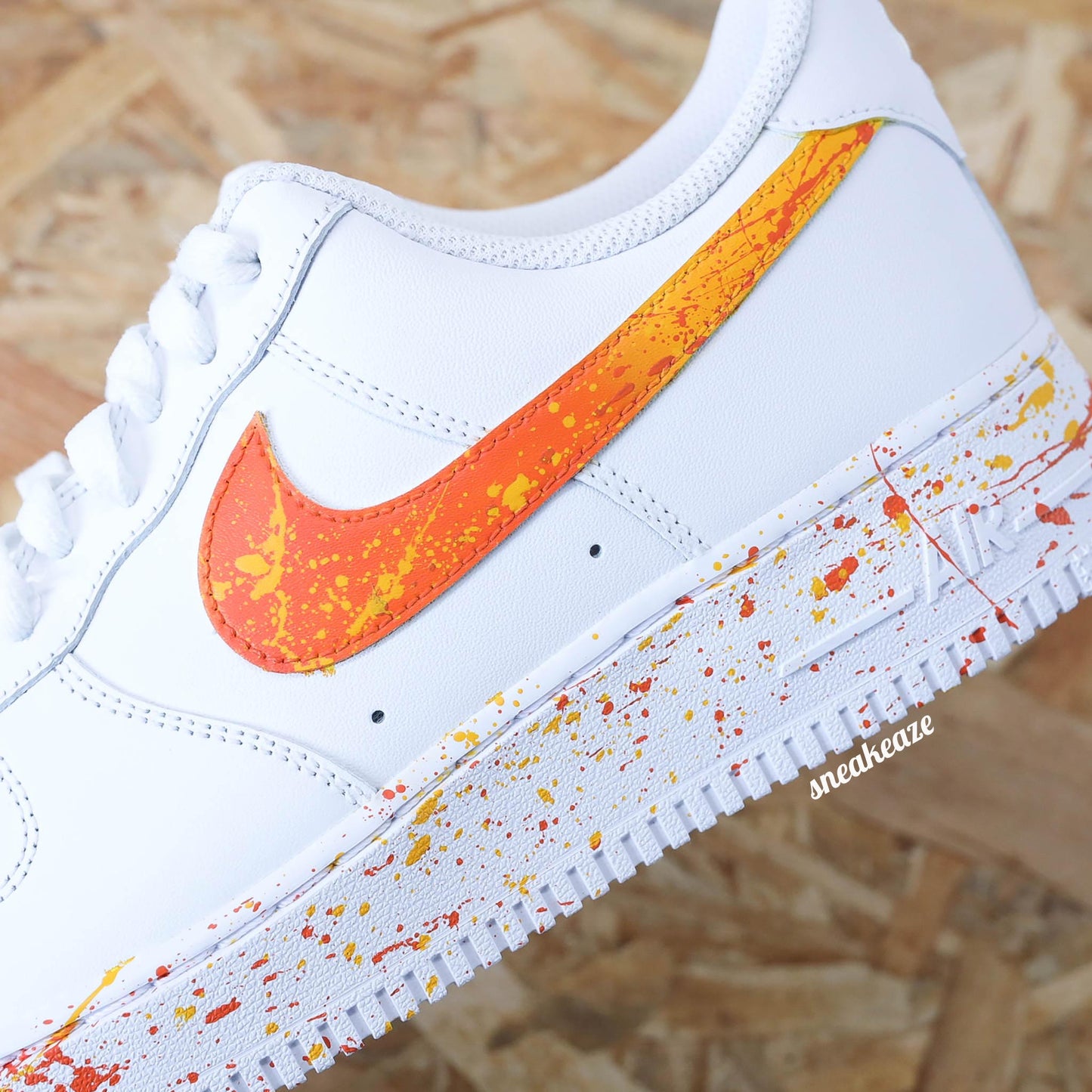 baskets nike air force 1 custom splash orange sneakers af1 sneakeaze