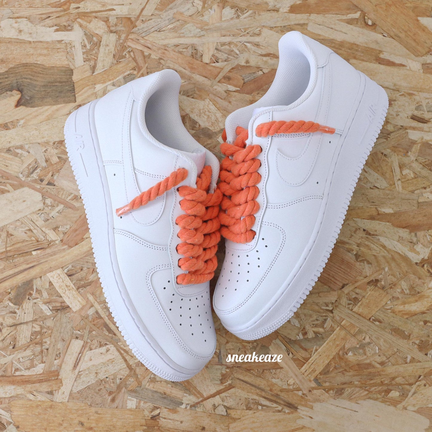 baskets nike air force 1 custom rope laces - lacets corde blanc sneakeaze skz custom