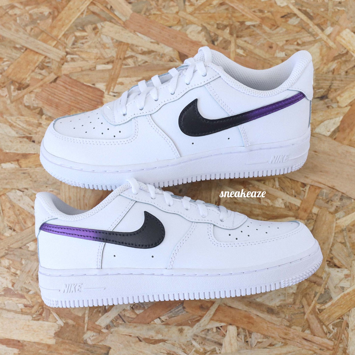 baskets nike air force 1 custom enfant - swoosh dégradé pastel sneakeaze skz customs