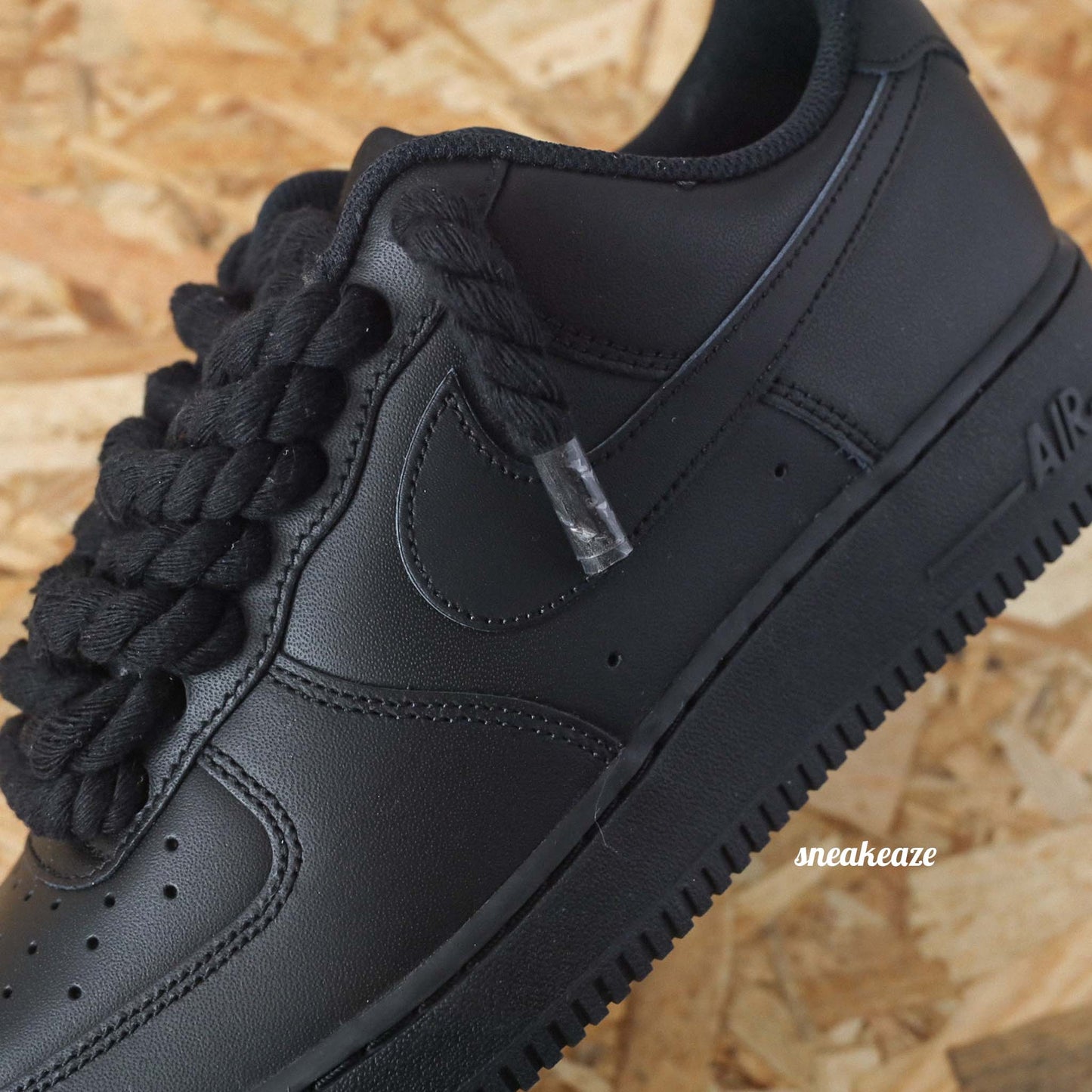 baskets nike air force 1 custom rope laces - lacets corde tie and dye blue sneakeaze skz custom