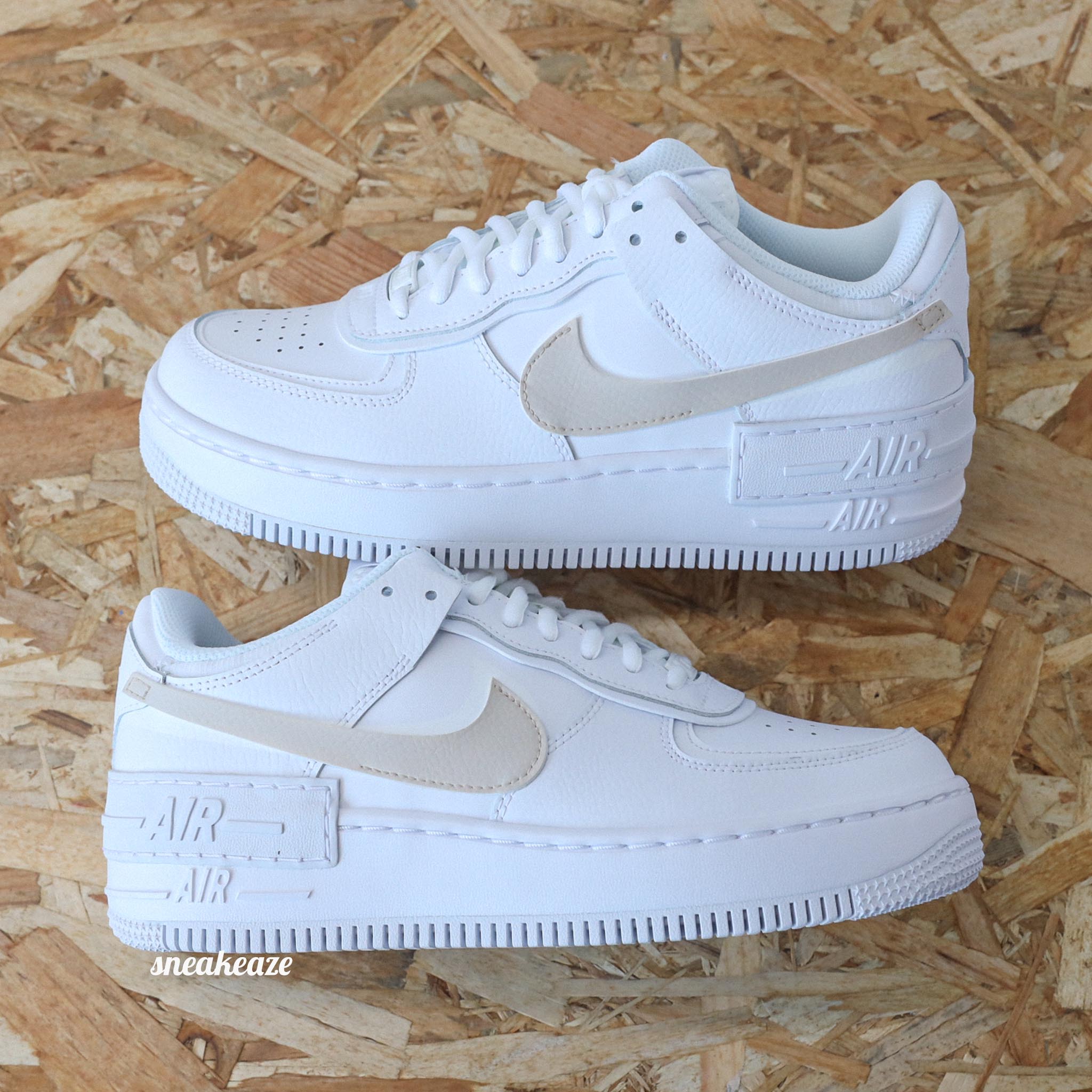 Nike Air Force Shadow Custom Beige Clair Sneakers AF1 pastel
