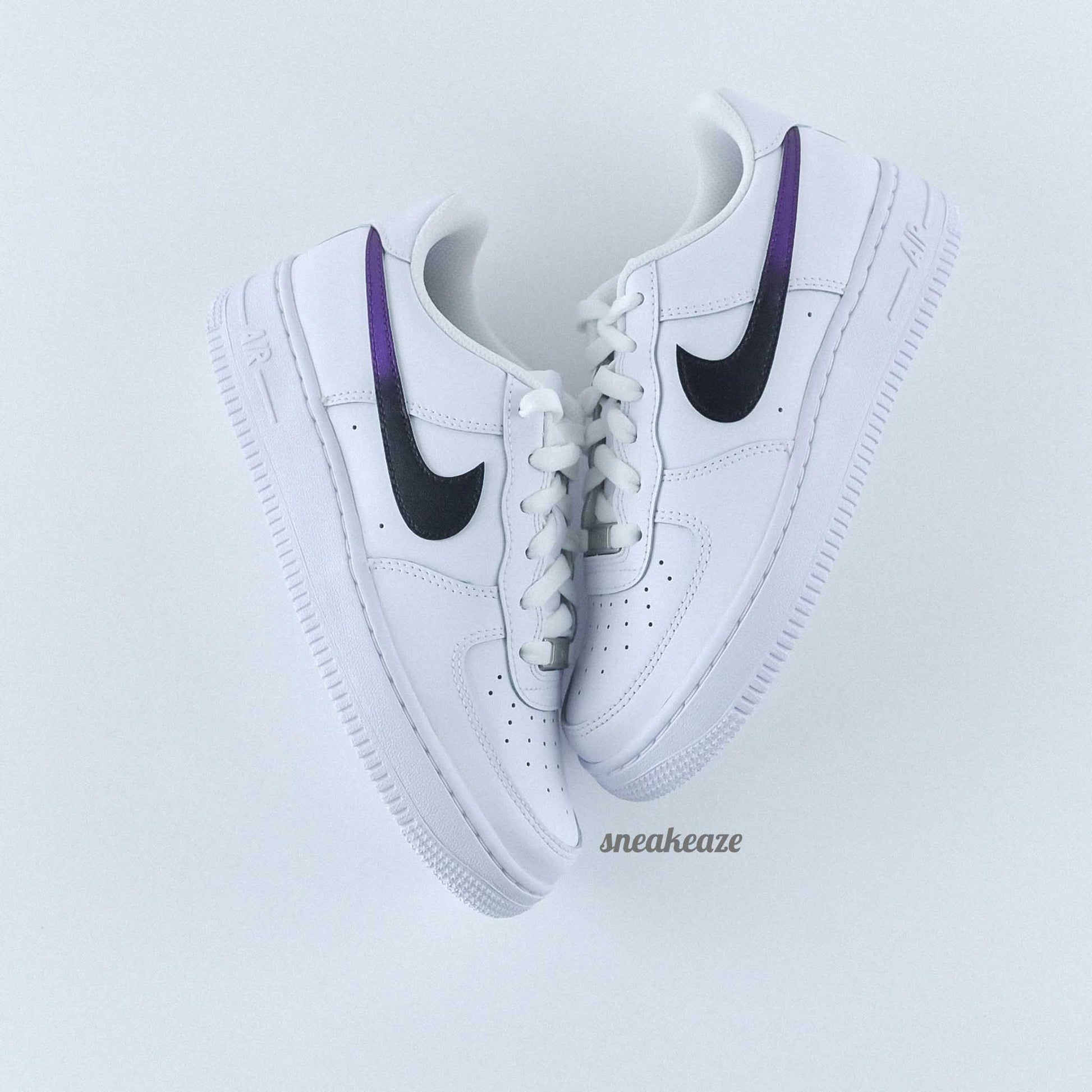 Nike Air Force 1 Custom Gradient Swoosh Purple - SNEAKEAZE CUSTOMS skz dégradé