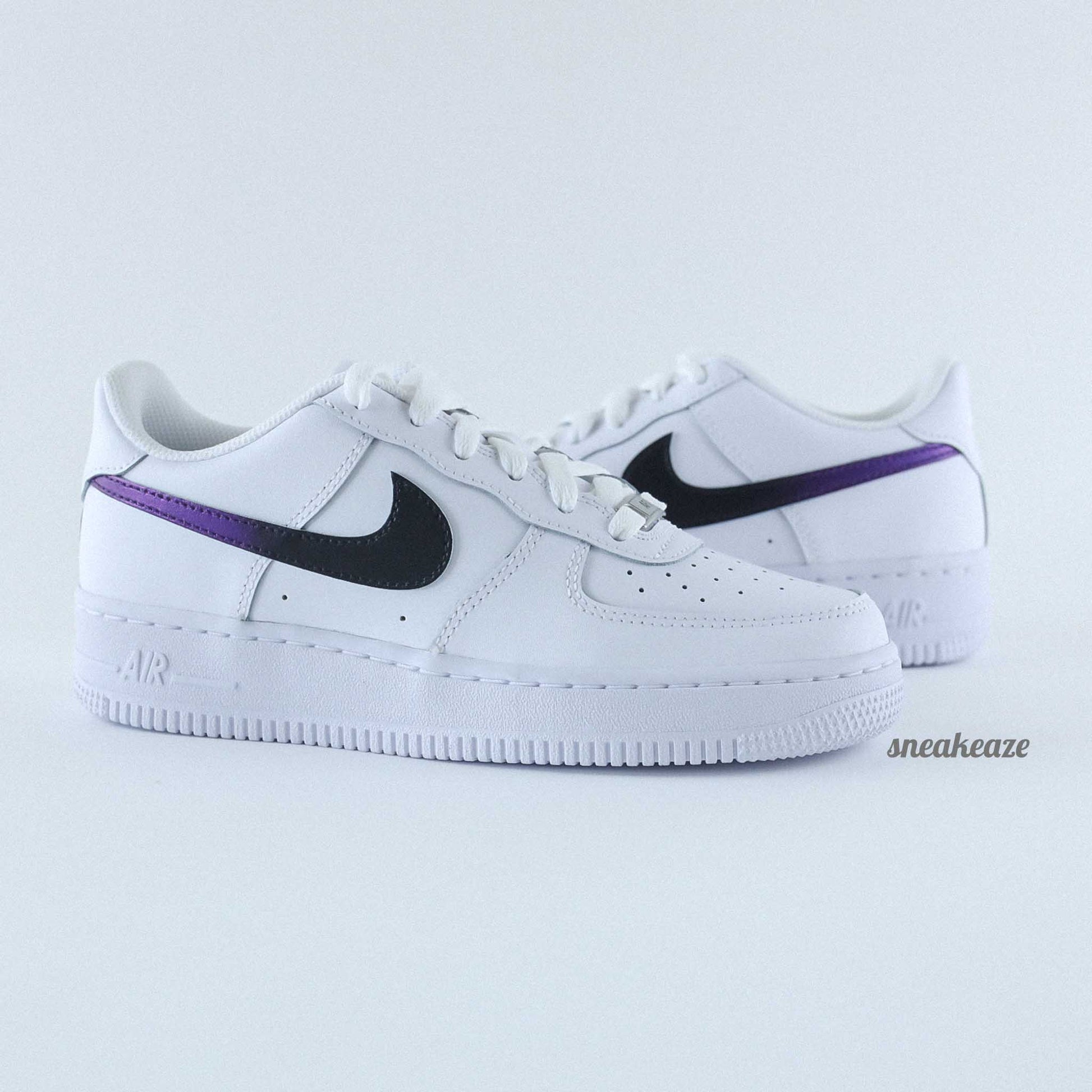 Nike Air Force 1 Custom Gradient Swoosh Purple - SNEAKEAZE CUSTOMS skz dégradé