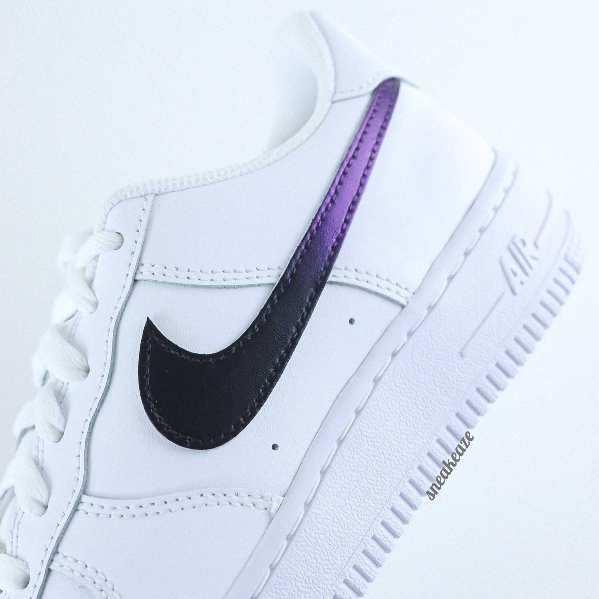 Nike Air Force 1 Custom Gradient Swoosh Purple - SNEAKEAZE CUSTOMS skz dégradé