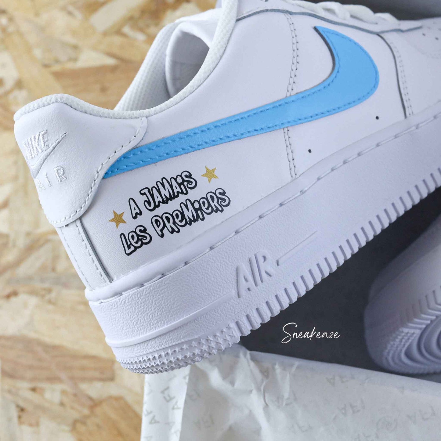 Baskets personnalisées nike AF1 air force 1 customs à jamais les premiers marseille marseillais sneakeaze customs skz