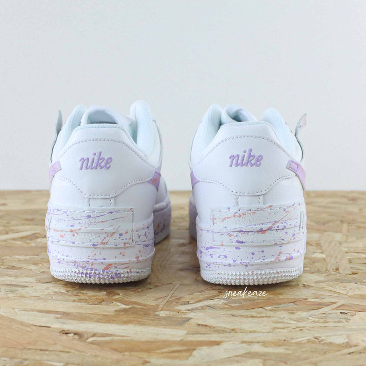 baskets nike air force 1 shadow custom splash pastel rose et lila sneakers af1 sneakeaze