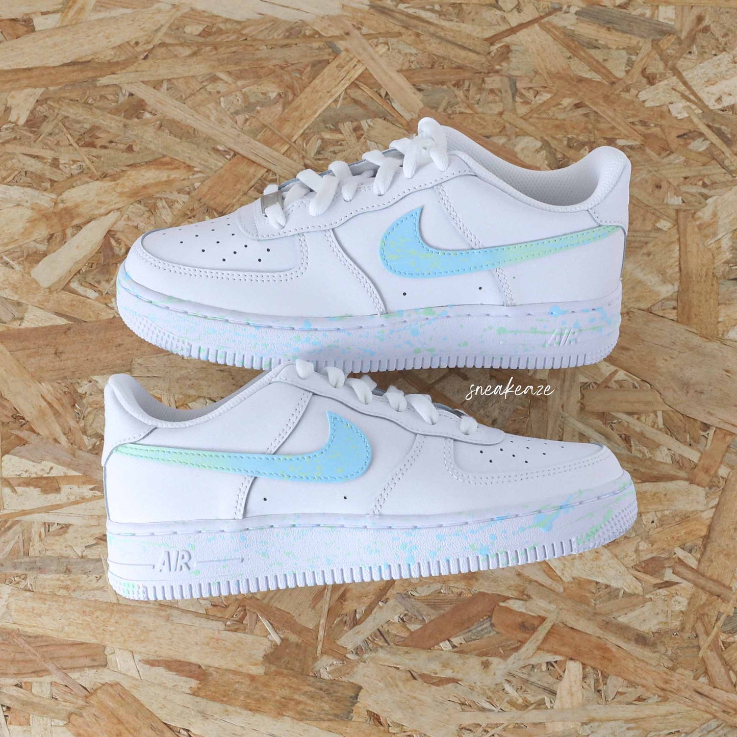 nike air force 1 custom splash baby pink baby blue pastel sneakers af1 sneakeaze customs skz