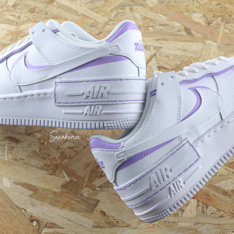 baskets af1 custom nike air force 1 shabow silhouette lila pastel sneakeaze custom skz