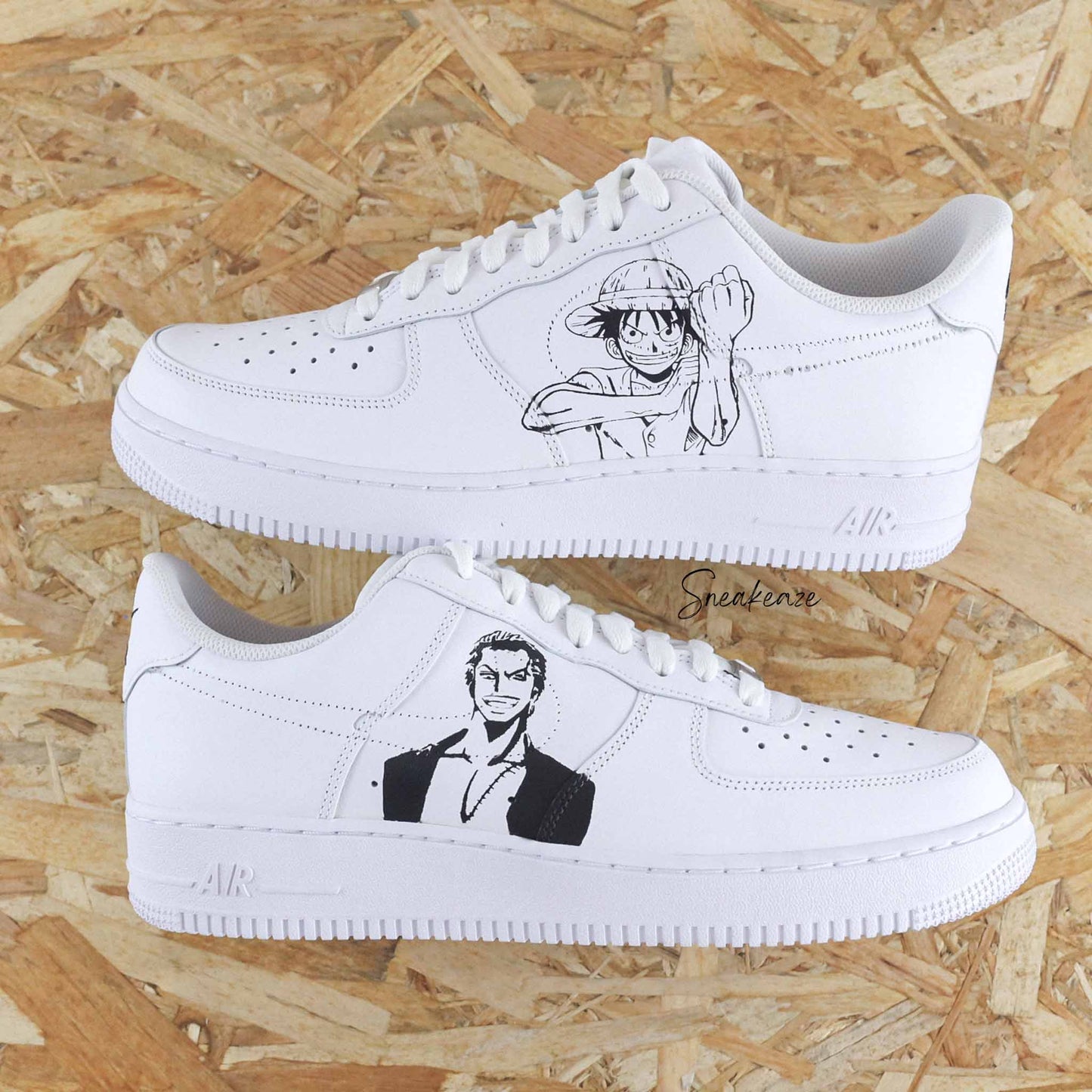 Baskets nike air force 1 custom one piece zoro sneakeaze skz customs