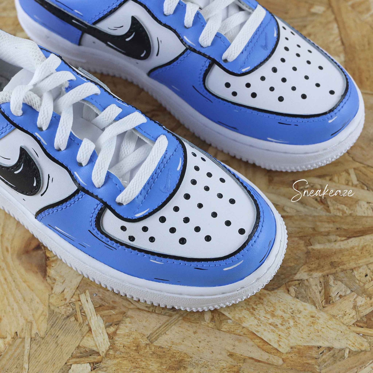 basket nike air force 1 custom baby - cartoon sketch uni blue - sneakeaze customs skz