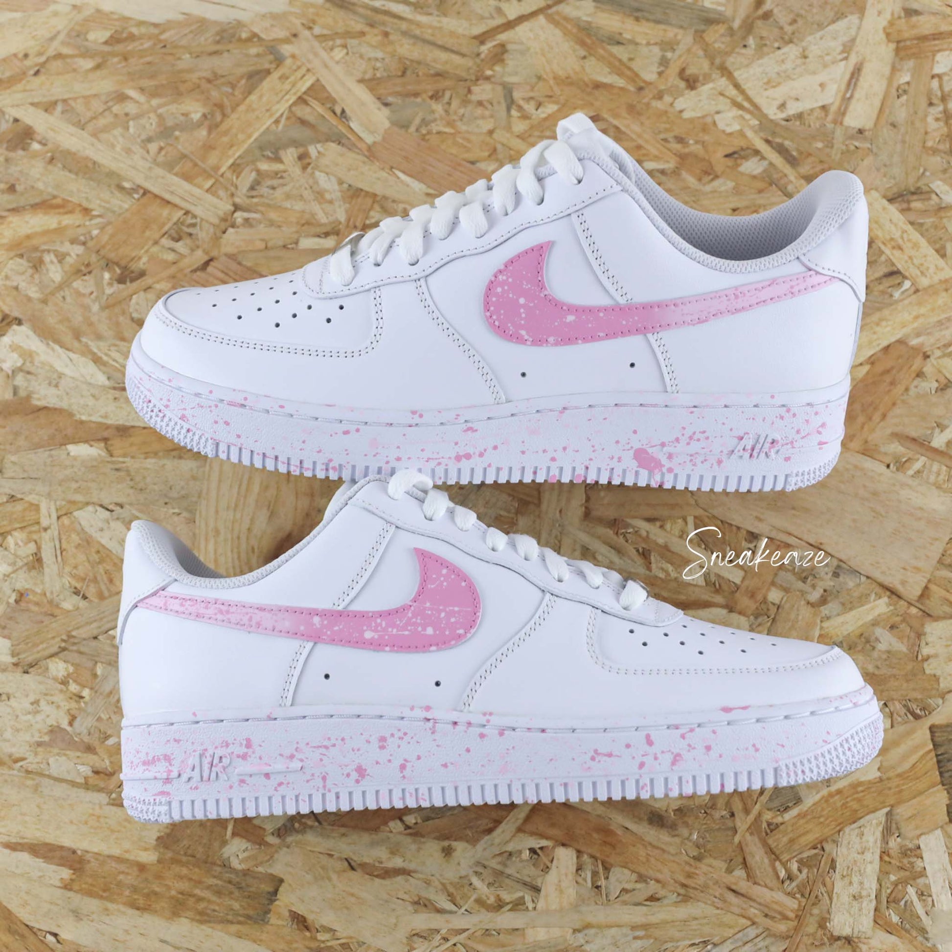 baskets nike air force 1 custom splash bleu sneakers af1 sneakeaze