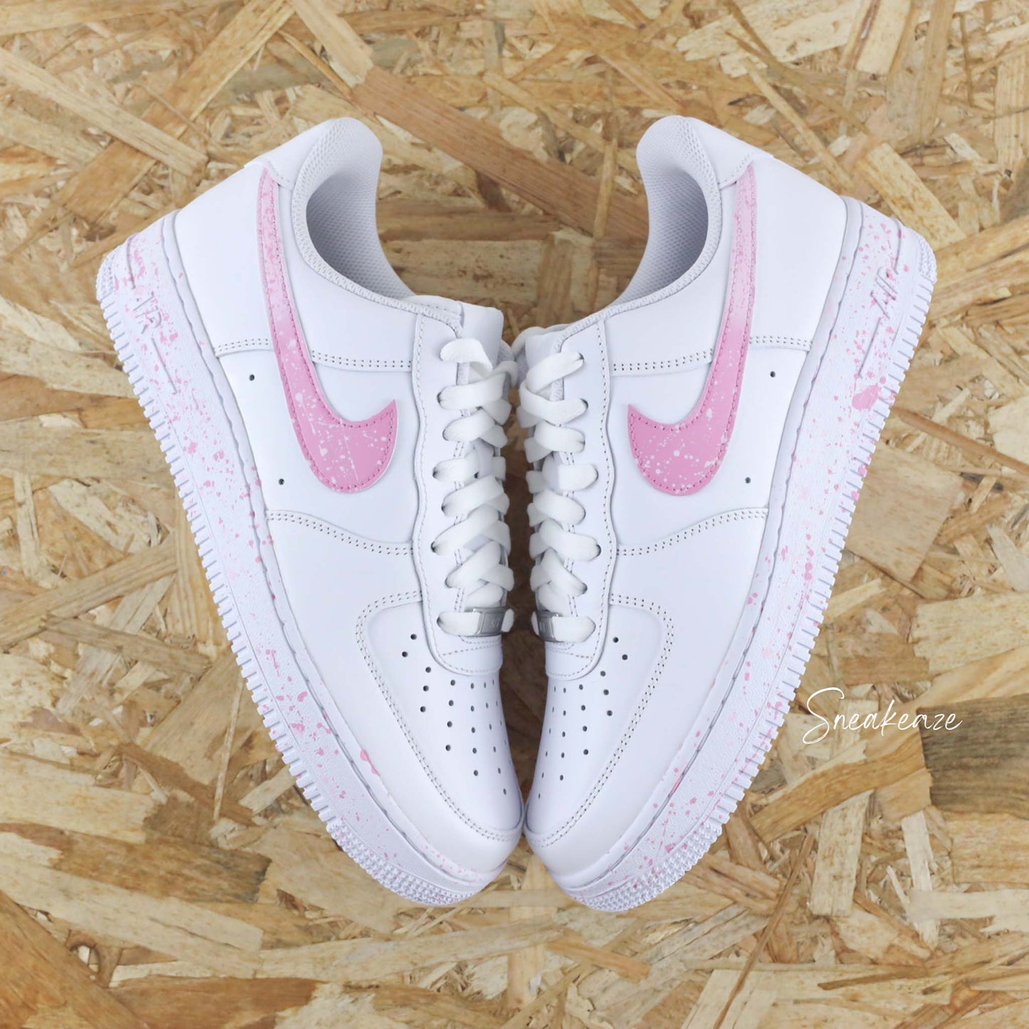 baskets nike air force 1 custom splash dégradé rose baby pink sneakers af1 sneakeaze