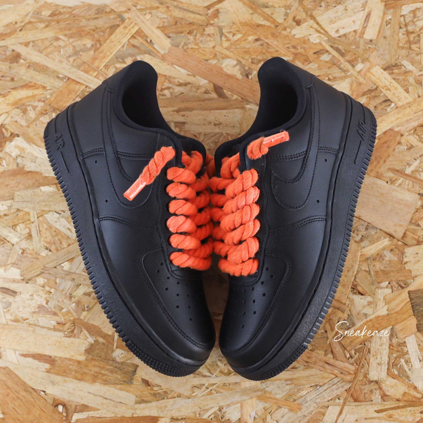 baskets nike air force 1 custom rope laces - lacets corde lila sneakeaze skz custom