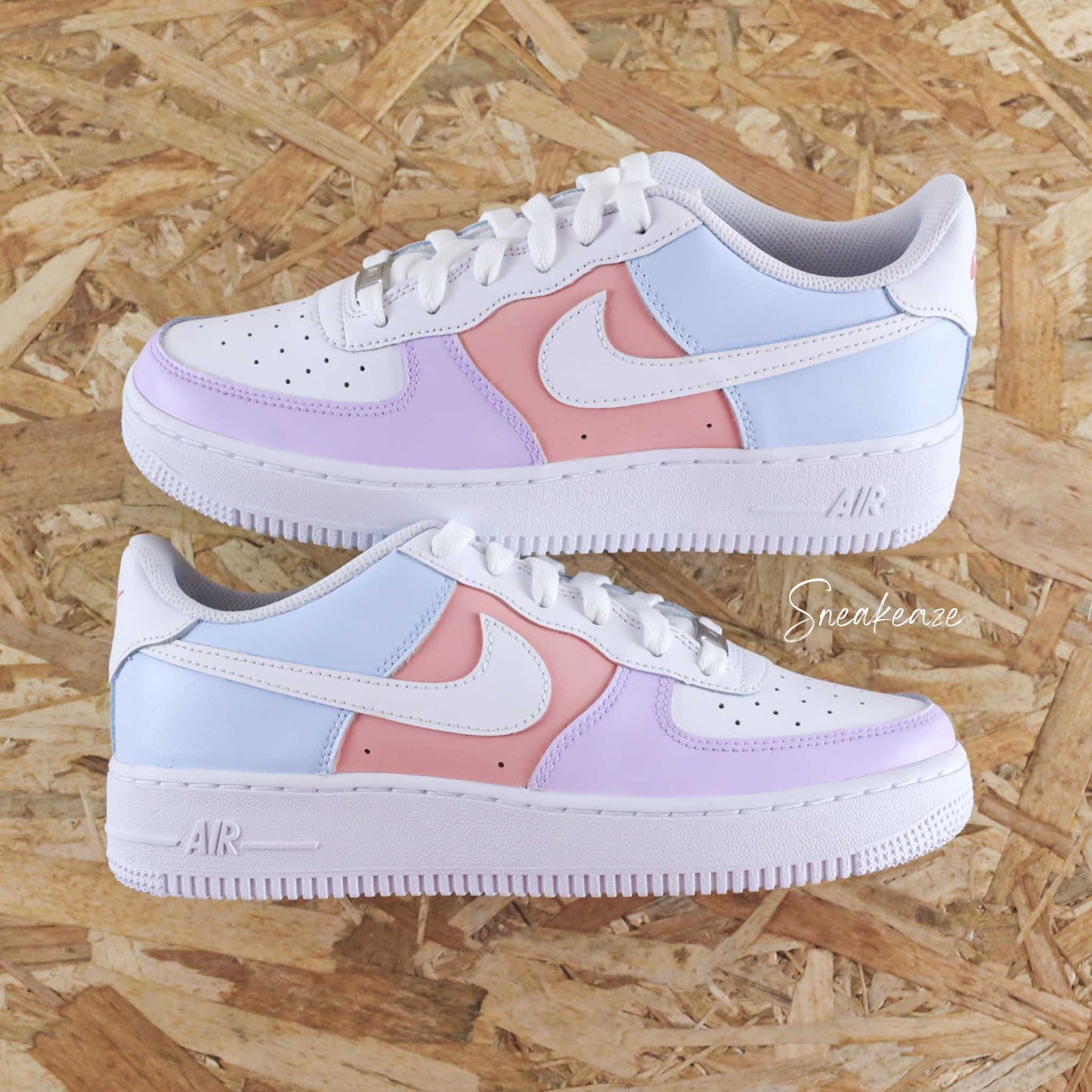 Baskets Nike Air force 1 custom pastel color sneakeaze skz customs