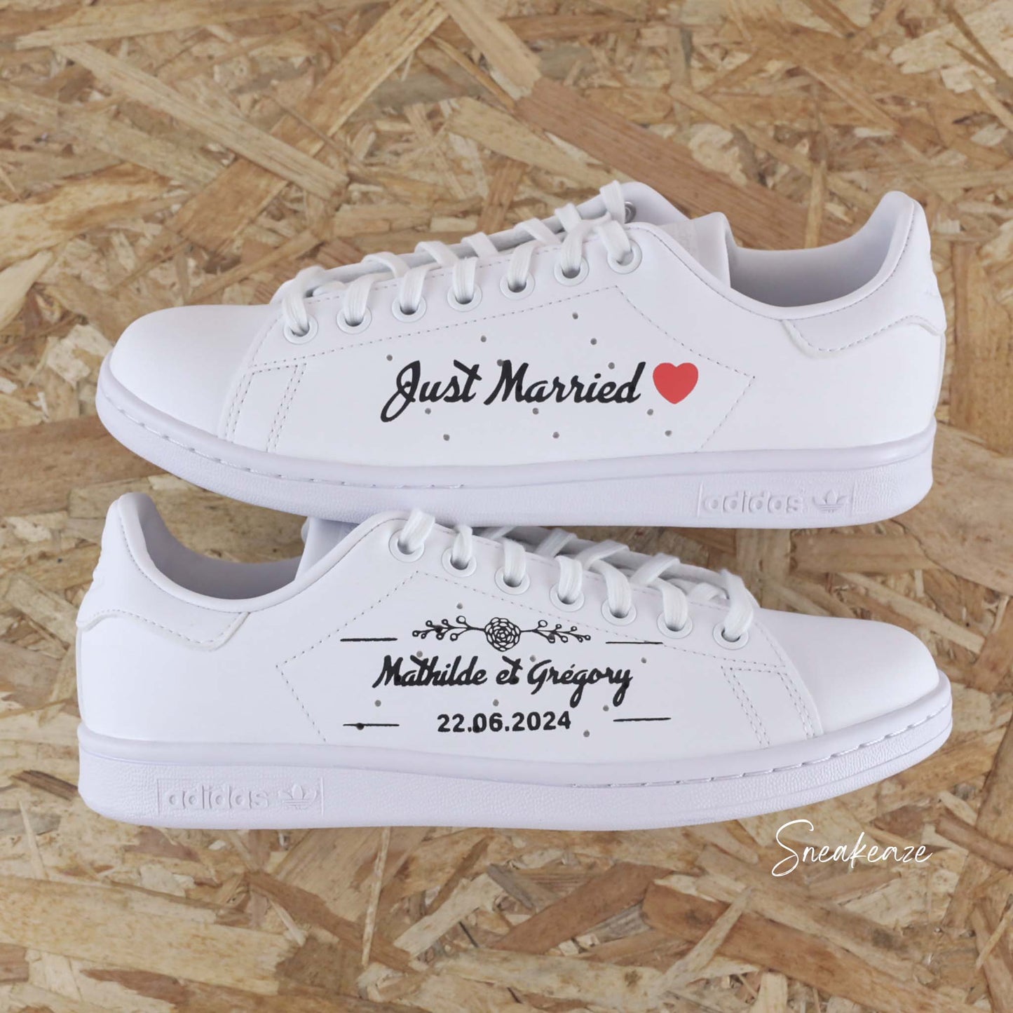 Baskets Adidas Stan smith custom fleur wedding sneakeaze custom skz