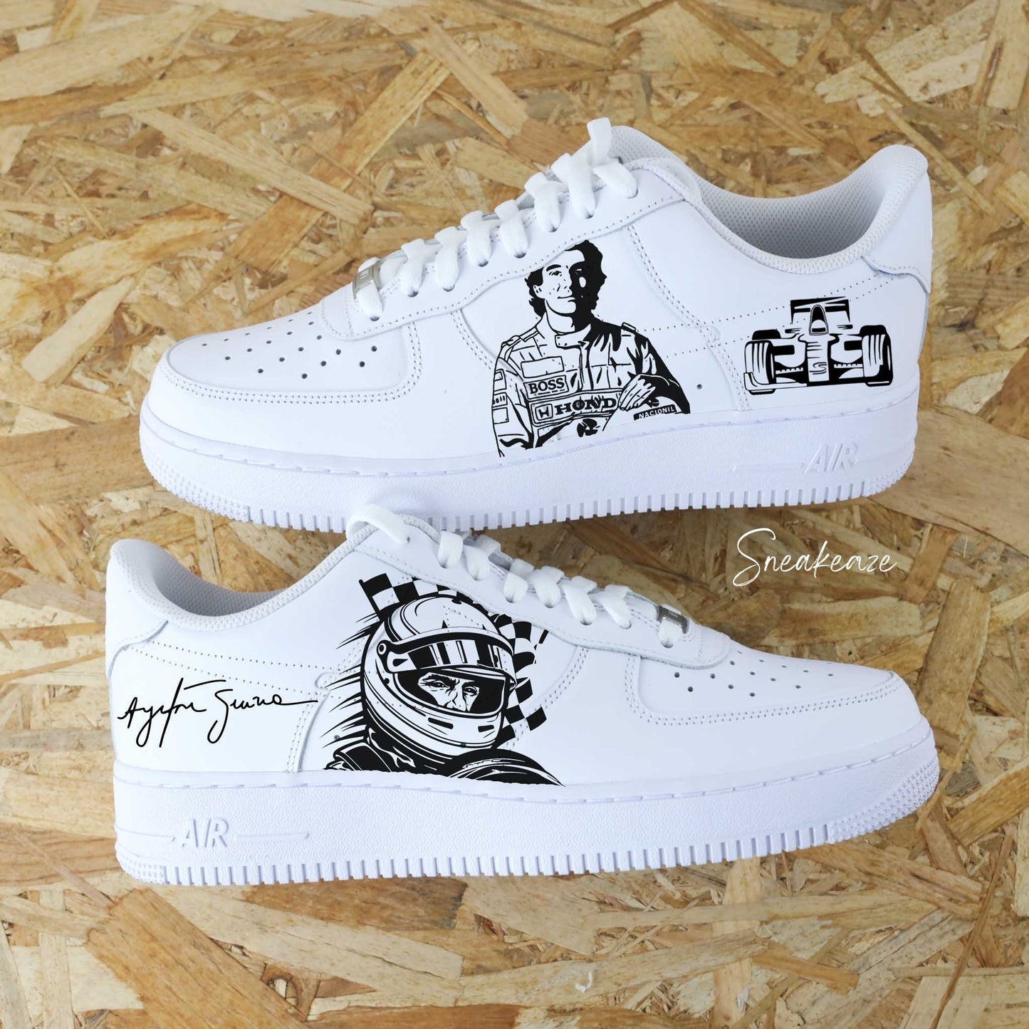 Nike Air Force 1 custom Ayrton Senna sneakers personnalisées Formule 1