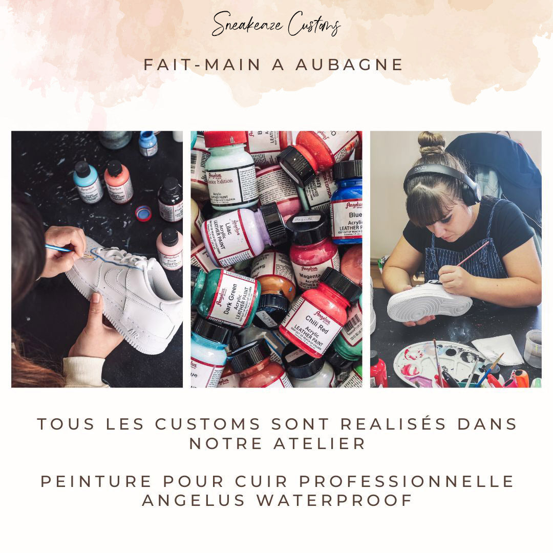 sneakeaze custom - baskets nike et adidas peintes à la main - travail artisanal