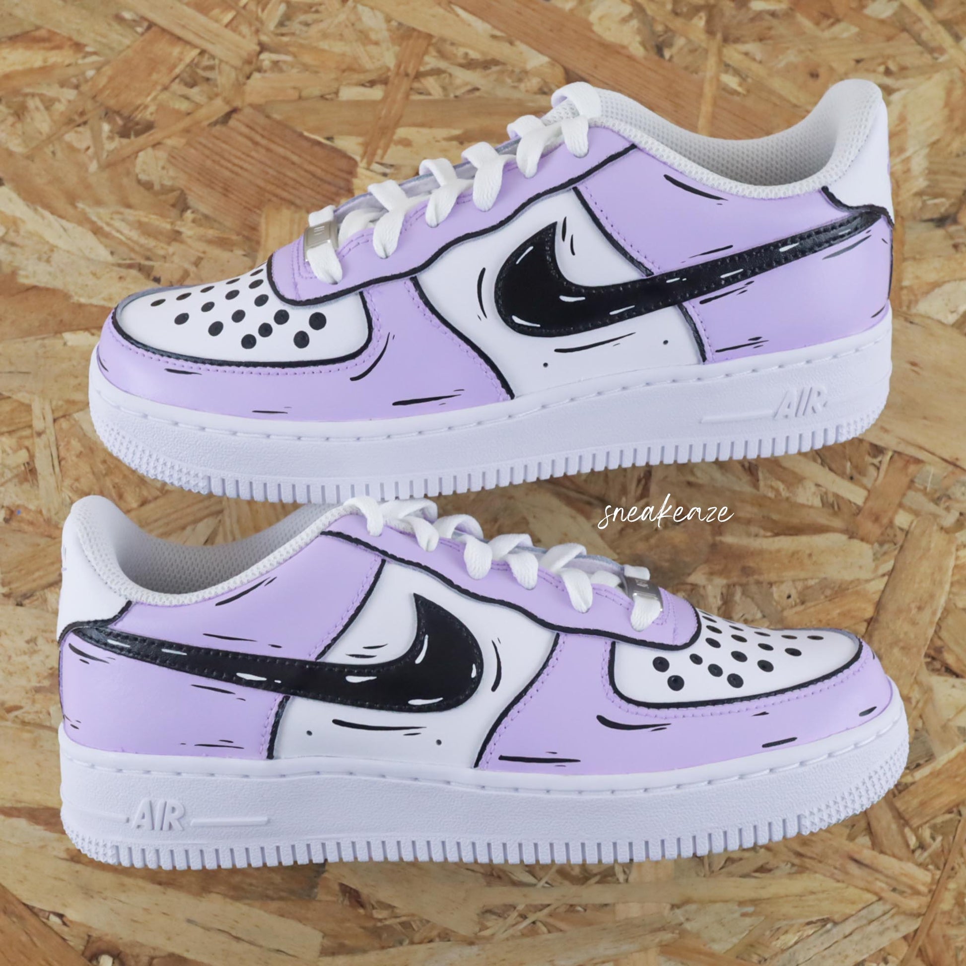 nike air force 1 cutom sketch lila violet pastel cartoon art dessin sneakers af1