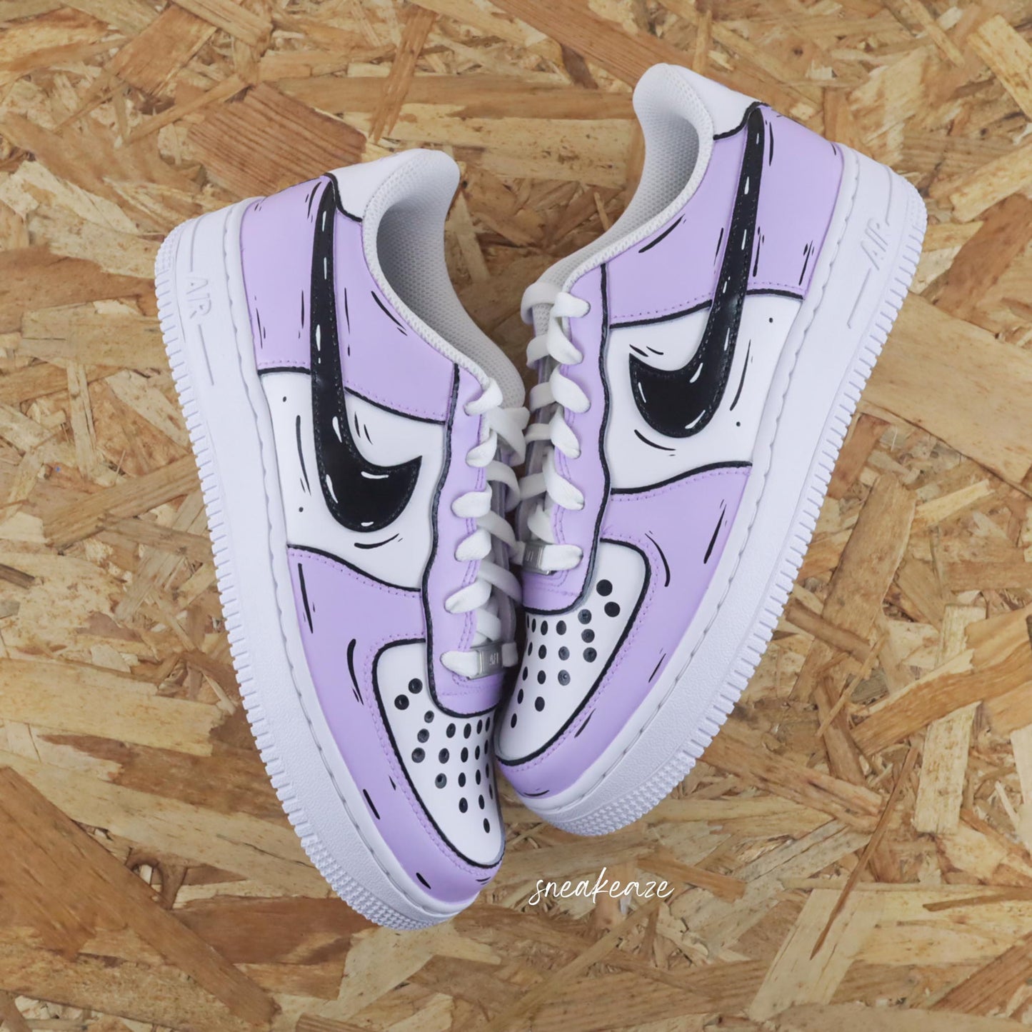 nike air force 1 custom sketch lila violet pastel cartoon art dessin sneakers af1