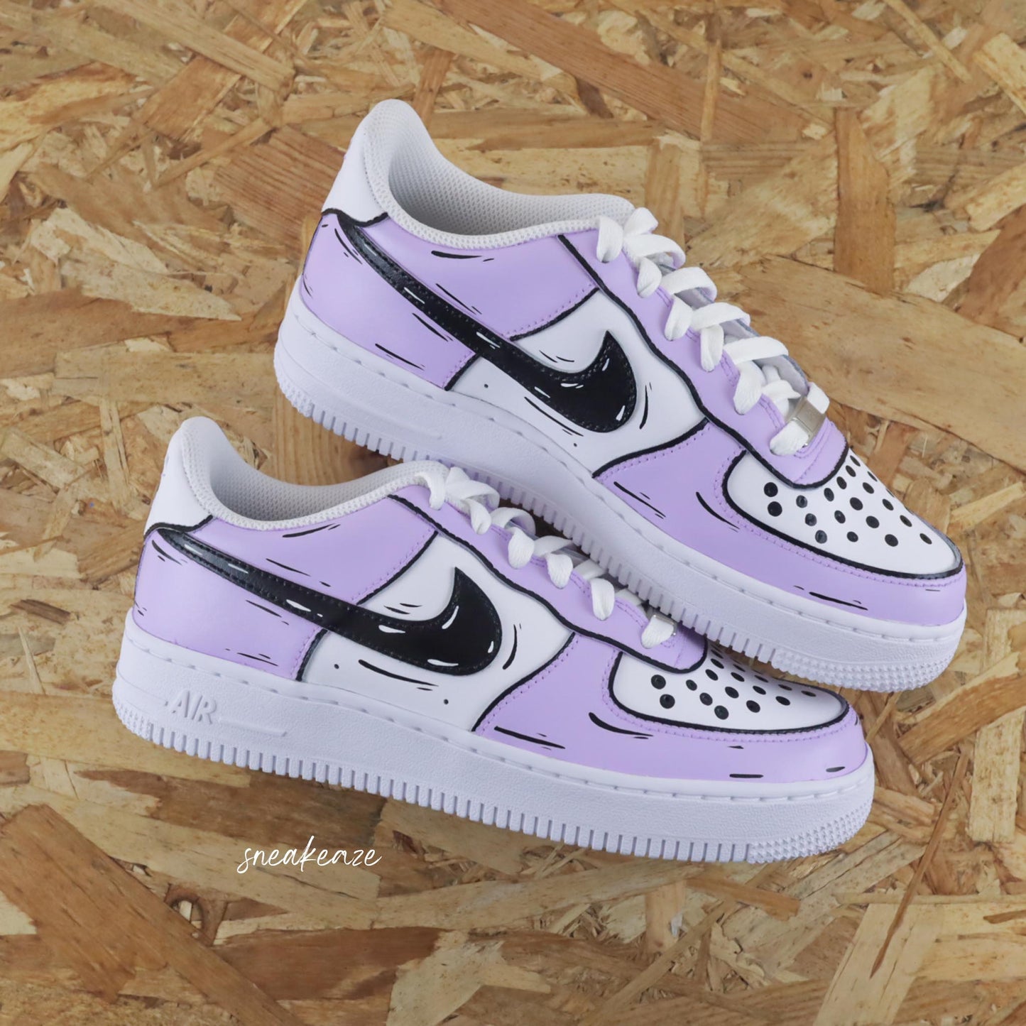nike air force 1 custom sketch lila violet pastel cartoon art dessin sneakers af1