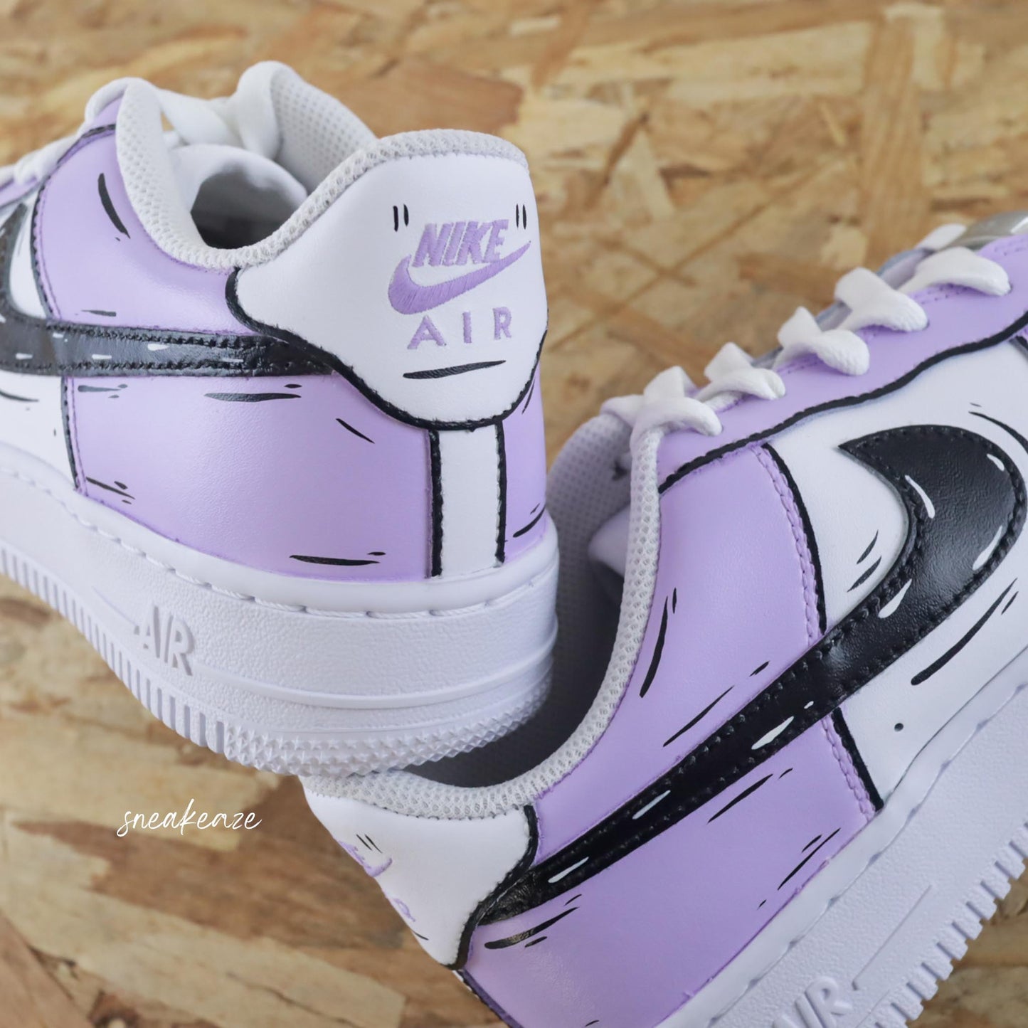 nike air force 1 custom sketch lila violet pastel cartoon art dessin sneakers af1