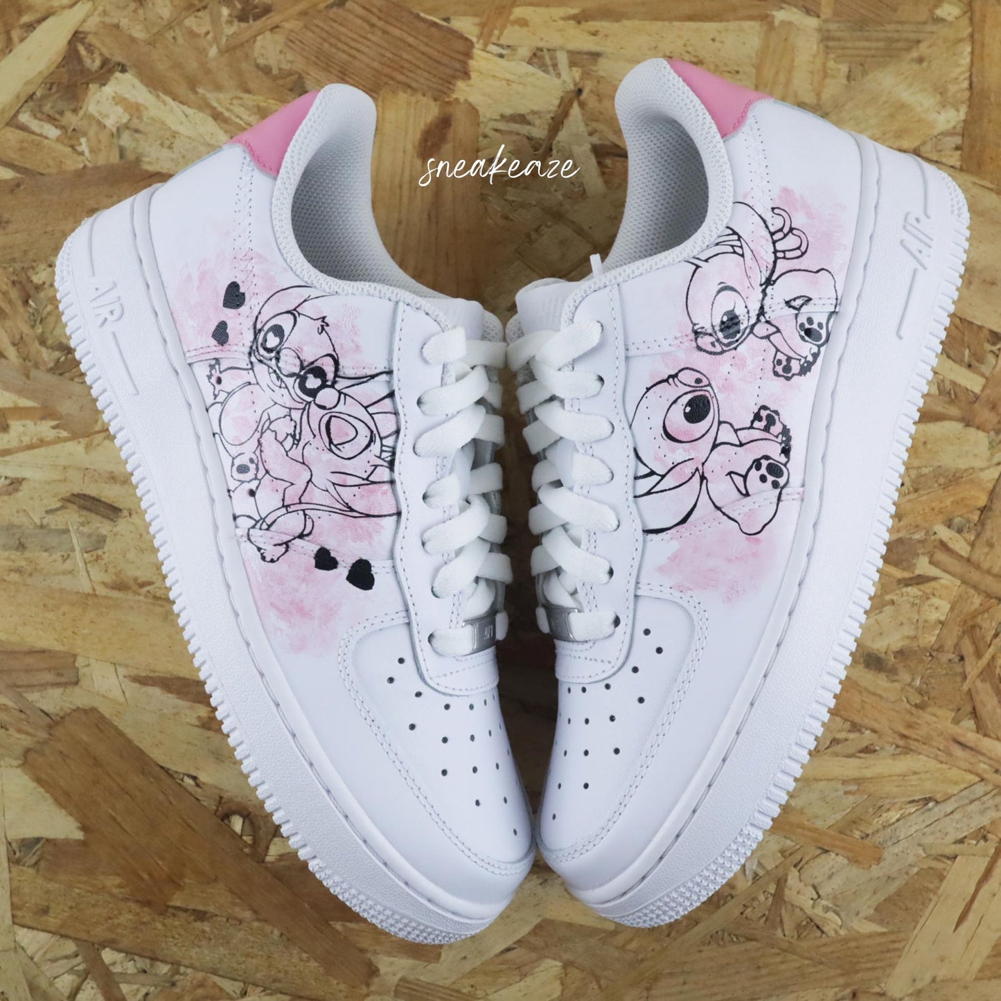 Baskets nike air force 1 custom peint à la main disney lilo et stitch splash bleu sneakeaze custom skz
