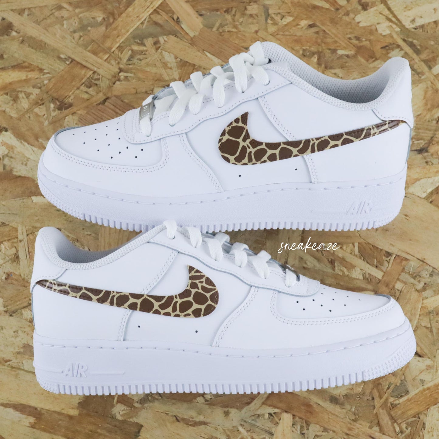 nike air force 1 custom girafe - baskets custom pour femme - sneakers AF1 personnalisées