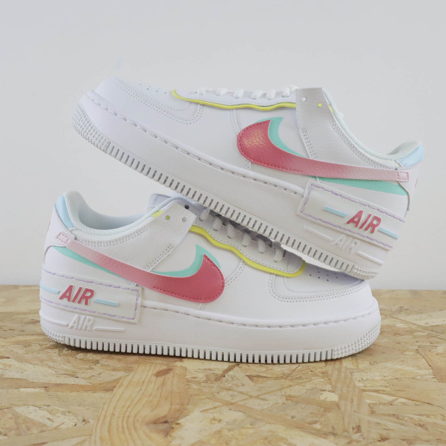 nike air force 1 shadow custom pastel sneakers custom en solde nike pastel pas cher pour femme af1 rose turquoise