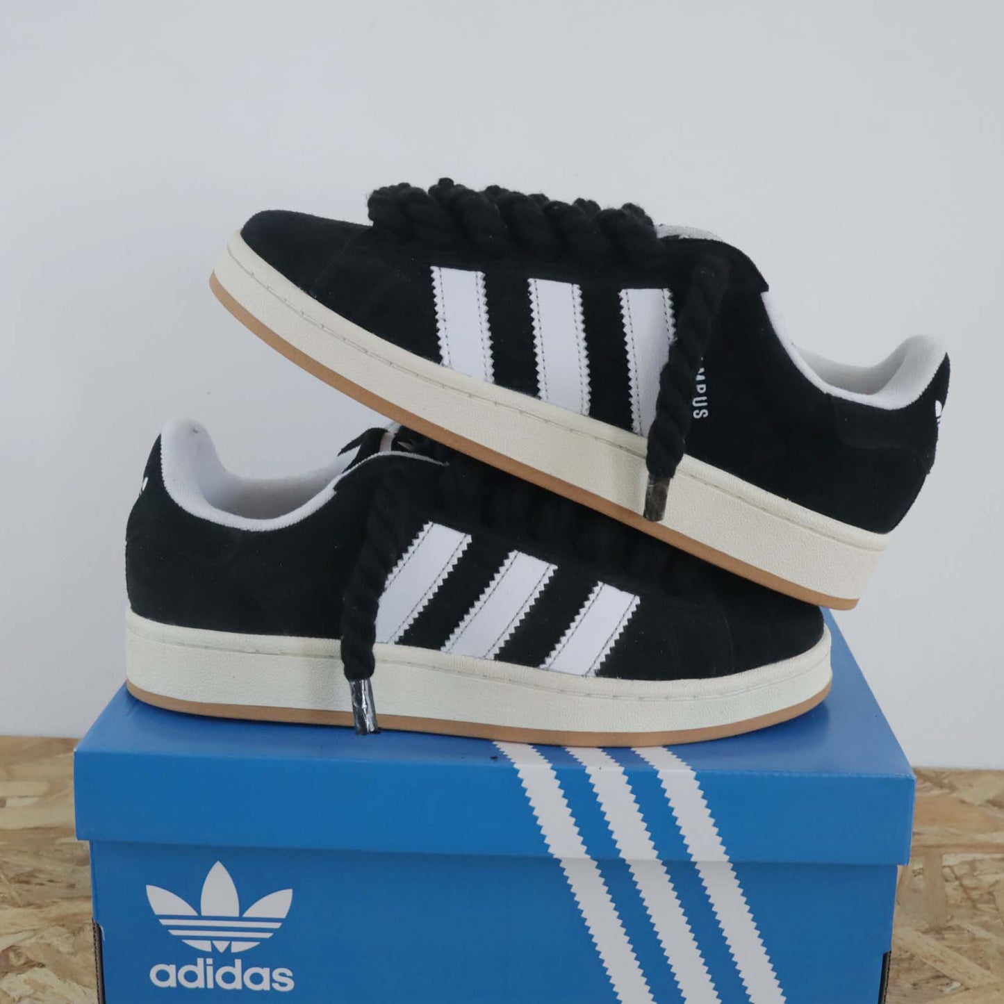 adidas campus rope laces noir pas cher sneakers custom en soldes gros lacet sen corde