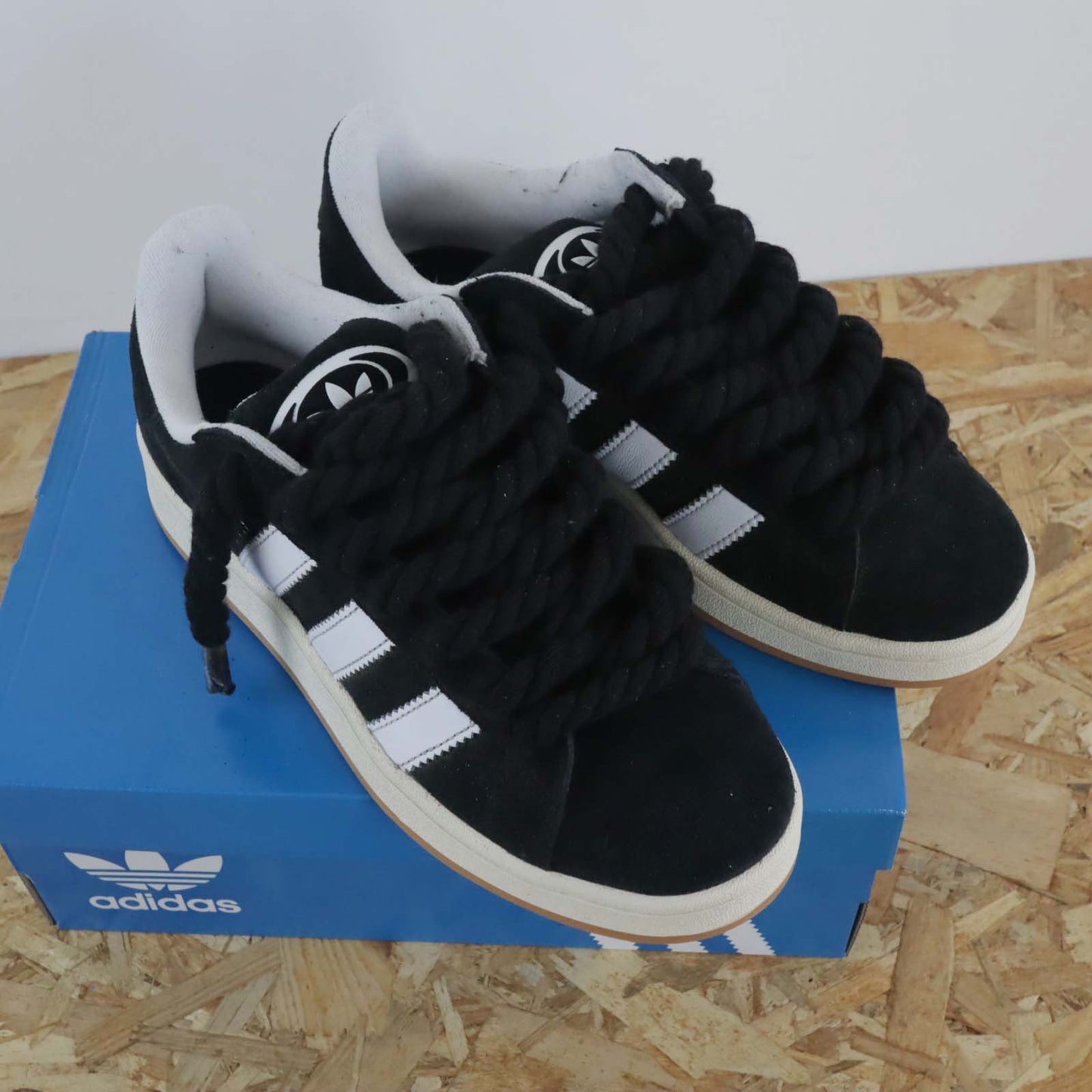 adidas campus rope laces noir pas cher sneakers custom en soldes gros lacet sen corde